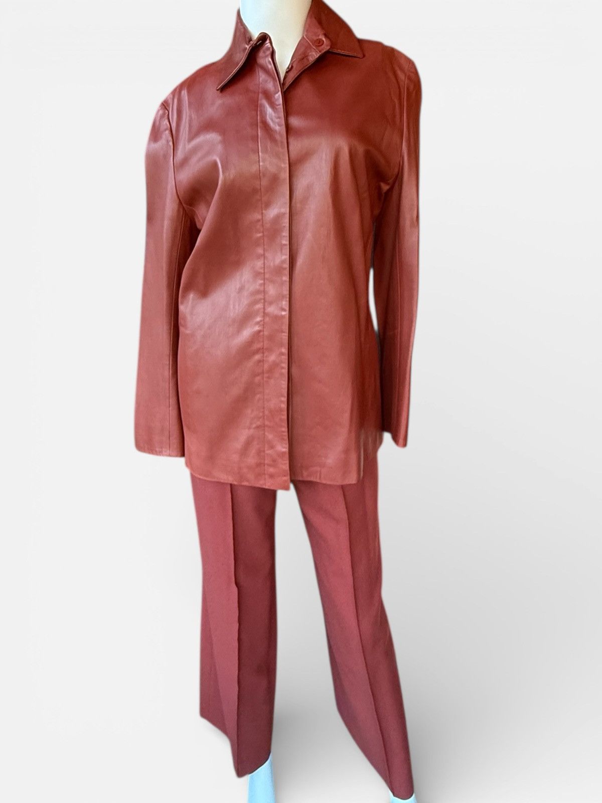 Yves Saint Laurent 70’s YSL Rive Gauche leather jacket + Wool trouser set 38 Size S / US 4 / IT 40 - 1 Thumbnail