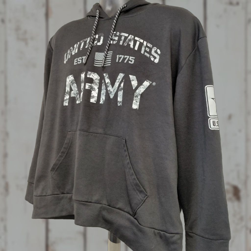 KangaROOS US Army Pullover Hoodie Women XL Black Camo Long Sleeve Kangaroo Pocket Hoodie Activewear Autumn Winter Fall Womens XS? Size XL / US 12-14 / IT 48-50 - 1 Thumbnail