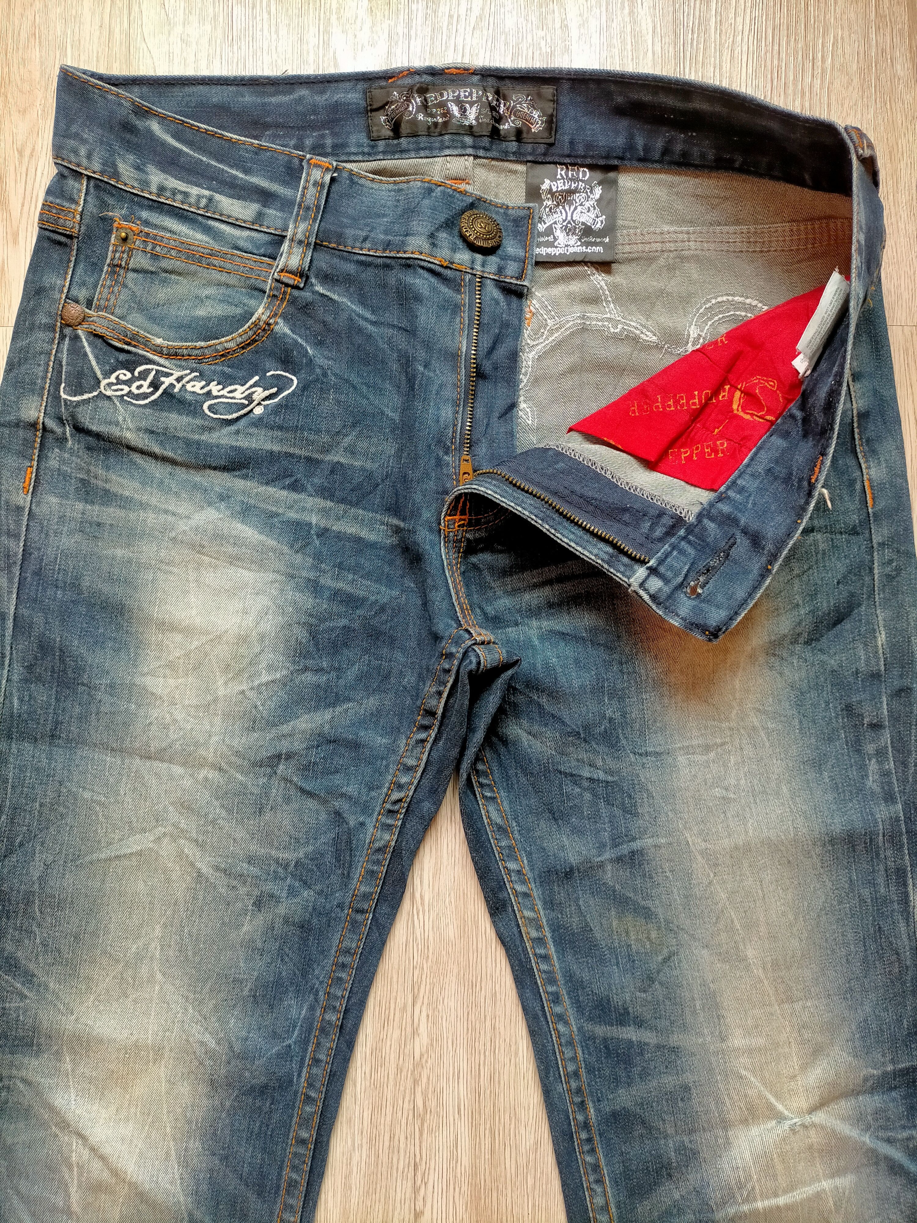 Ed Hardy Red Pepper x Ed Hardy Embroidered Blue Denim Pants Size US 34 / EU 50 - 13 Thumbnail