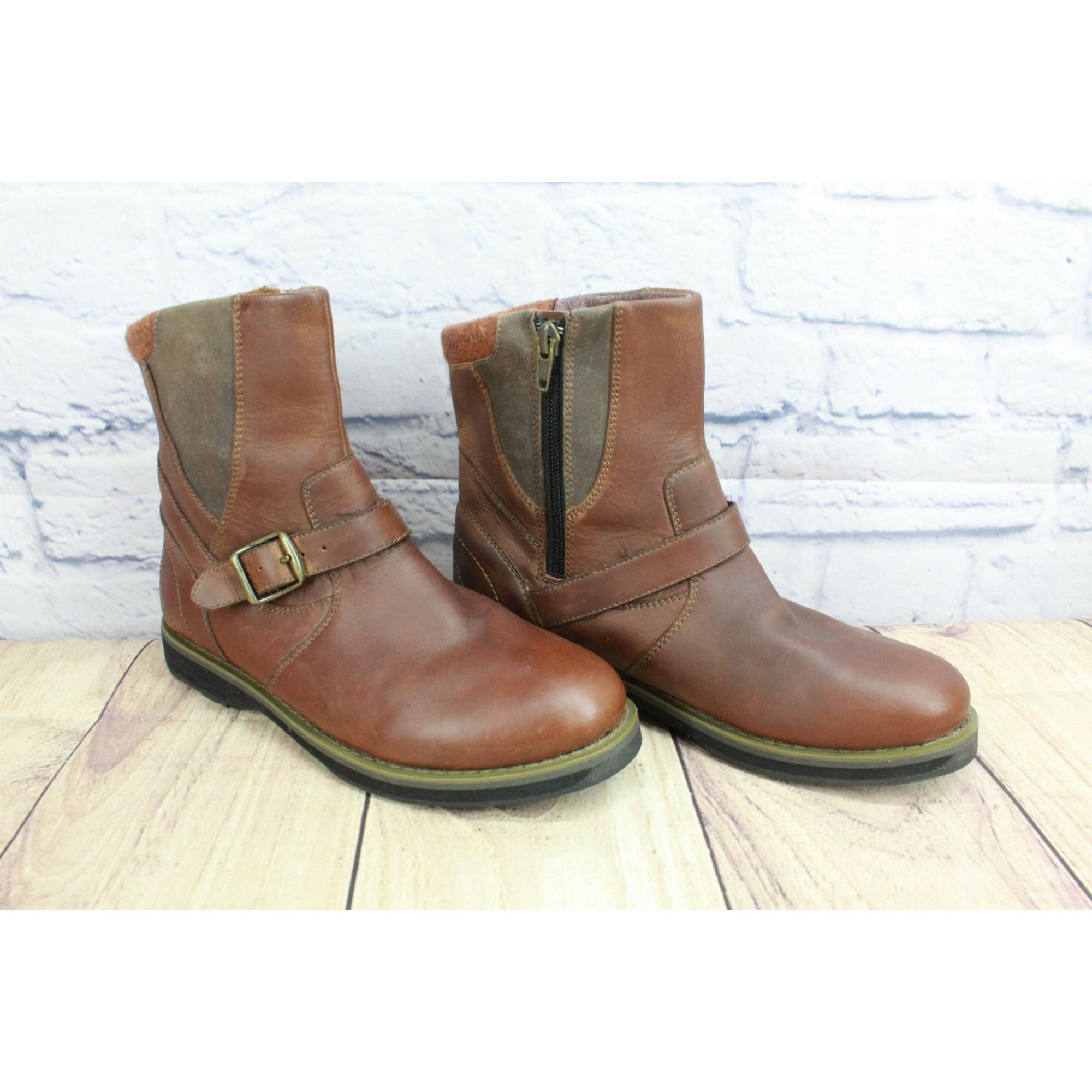 L.L. Bean × Leather LL Bean Park Ridge Leather Side Zip Buckle Casual Boots Size US 7 / IT 37 - 3 Thumbnail