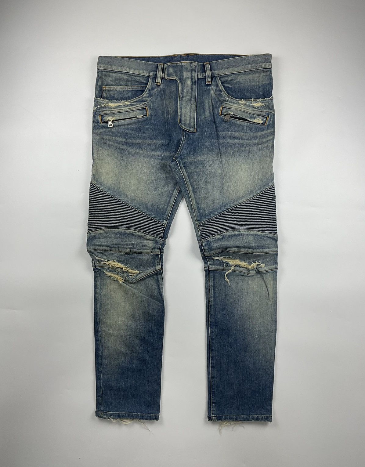 image of Balmain Biker Jeans in Denim, Men's (Size 35)