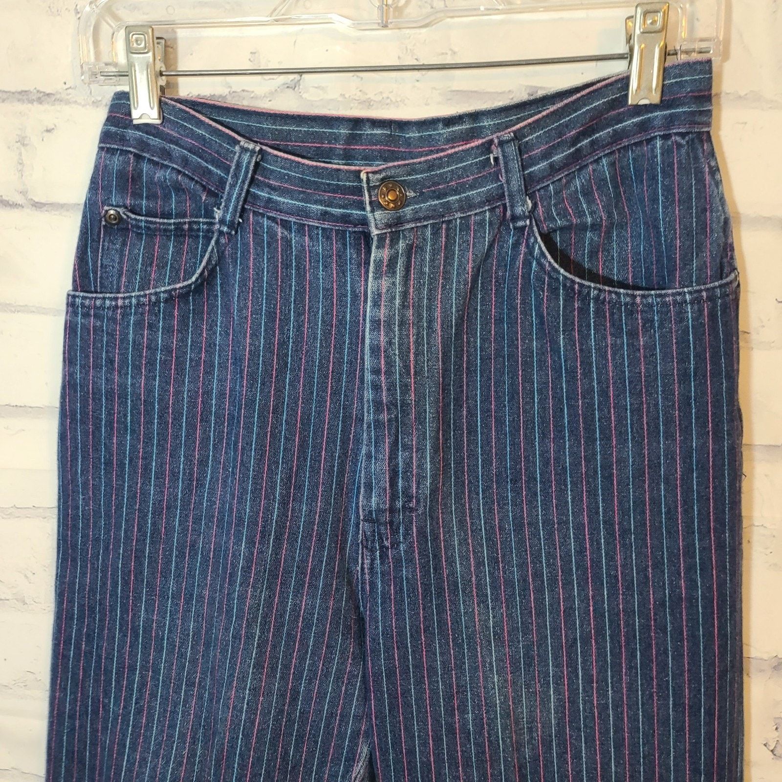 Other Vintage Liz Thomas Pinstripe Hi Rise Jeans Size 32" / US 10 / IT 46 - 6 Thumbnail