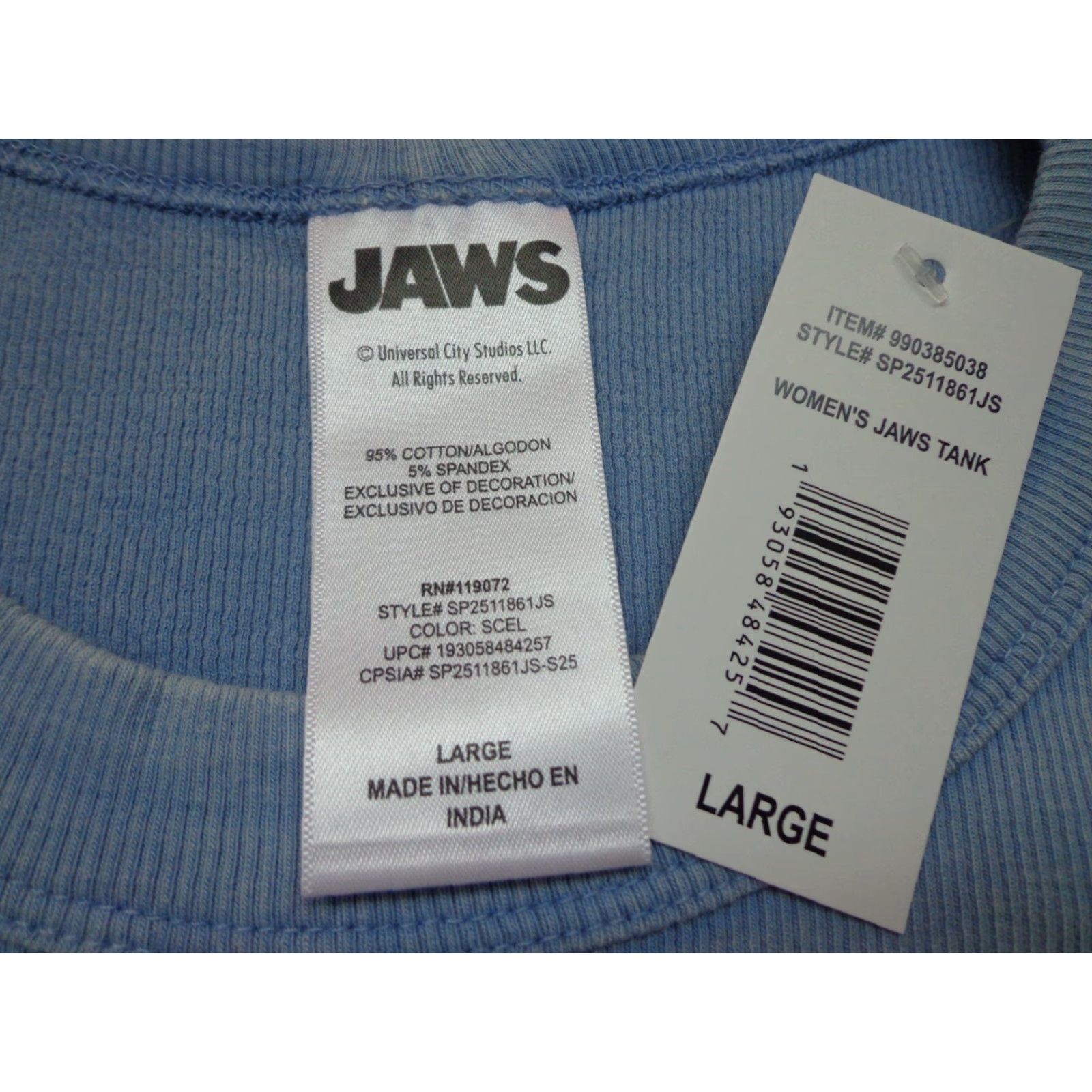 Vintage JAWS Amity Island Women's Juniors Tank Top Sleeveless Shirt L Blue 95% Cotton 5% Spandex Tank Top NEW Size L / US 10 / IT 46 - 3 Thumbnail
