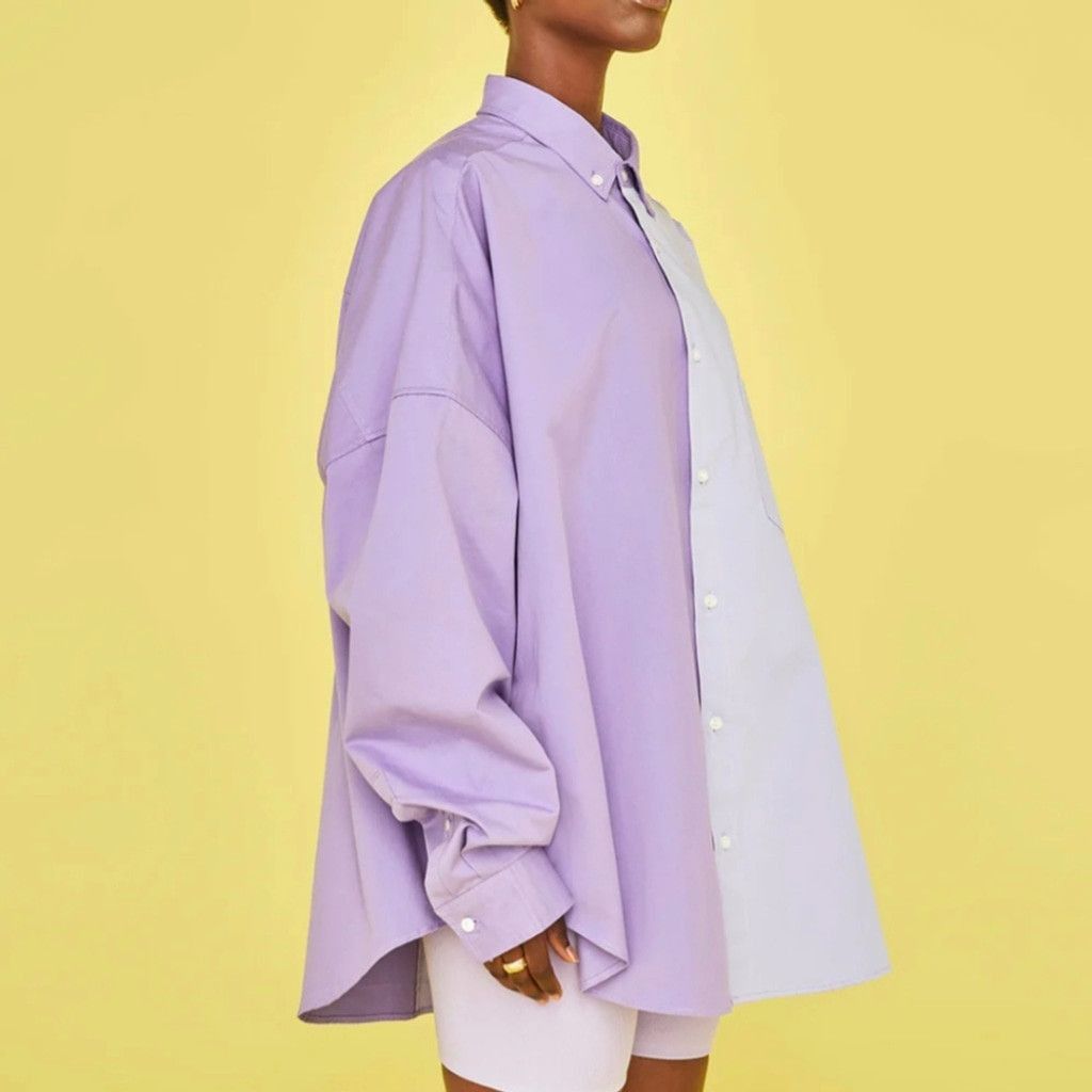 Other Blanca By Carbon38 Harry Shirt Oversized Color Block Sz M/L Size L / US 10 / IT 46 - 3 Thumbnail