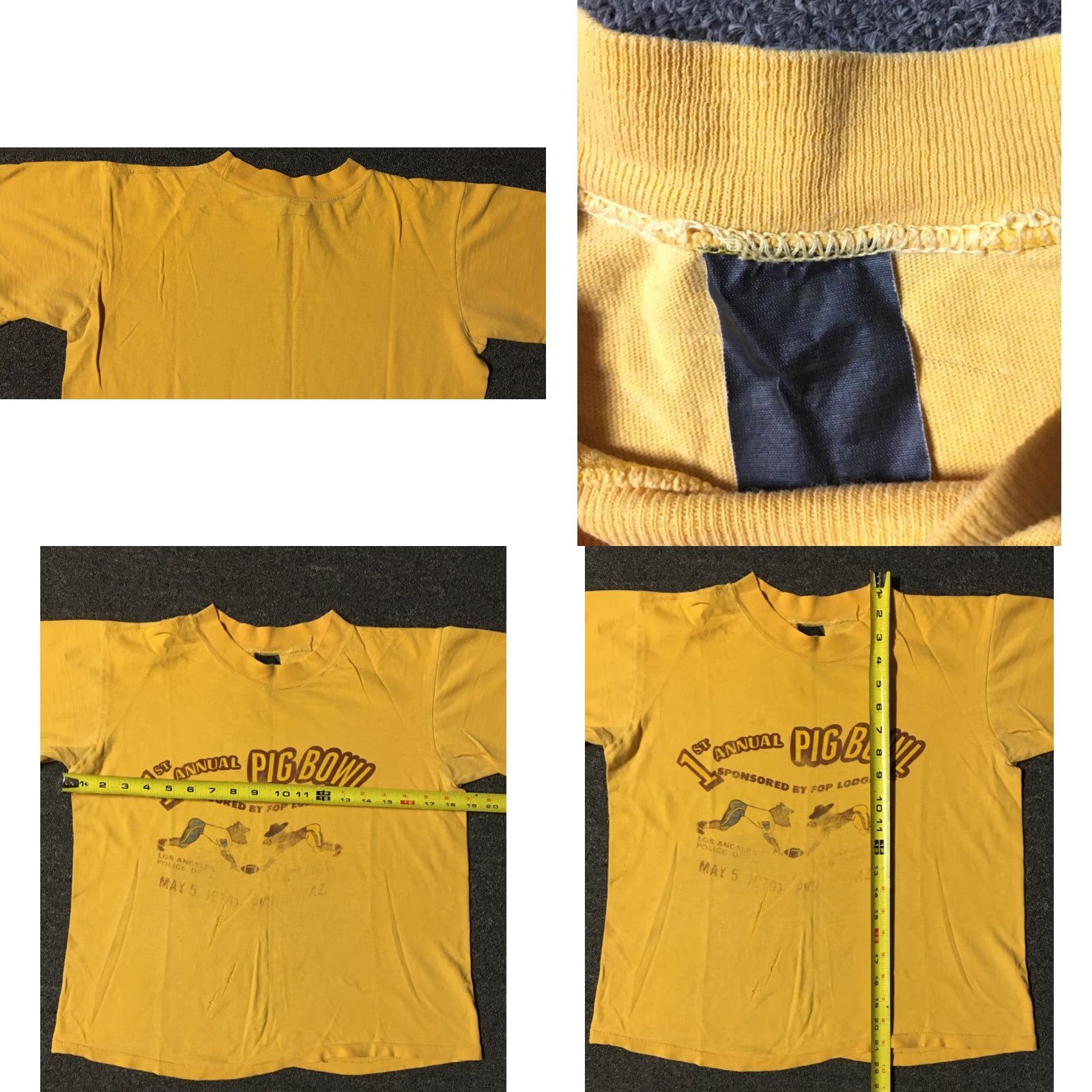 Vintage VINTAGE 70s Pig Bowl LAPD VS Arizona DPS Faded Shirt XS Yellow Police Cop Football Grunge Single Stitch Tee Mens Size US XS / EU 42 / 0 - 8 Thumbnail