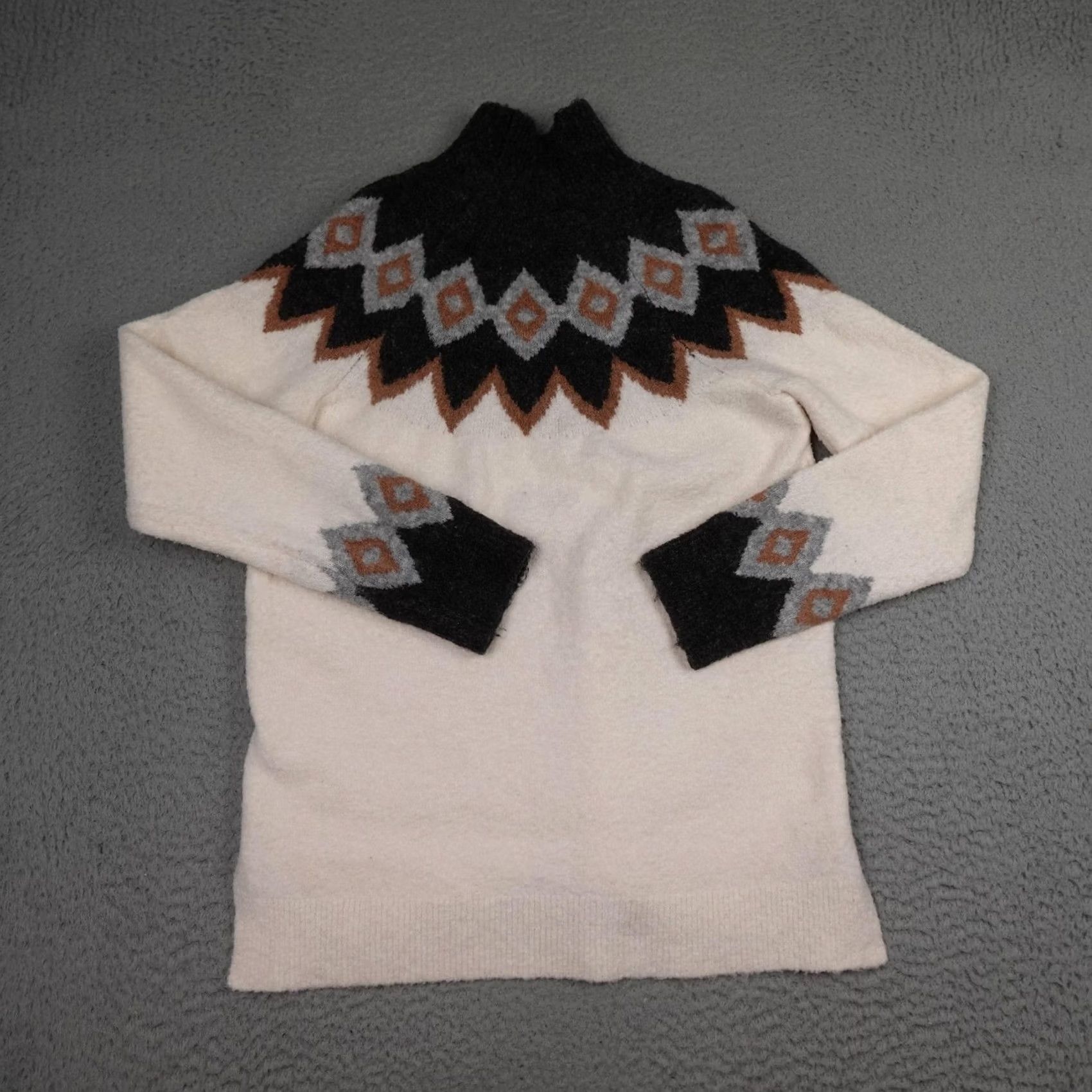Abercrombie & Fitch Abercrombie & Fitch Sweater Womens Small Cream Fair Isle Mock Neck Long Sleeve Size S / US 4 / IT 40 - 7 Thumbnail