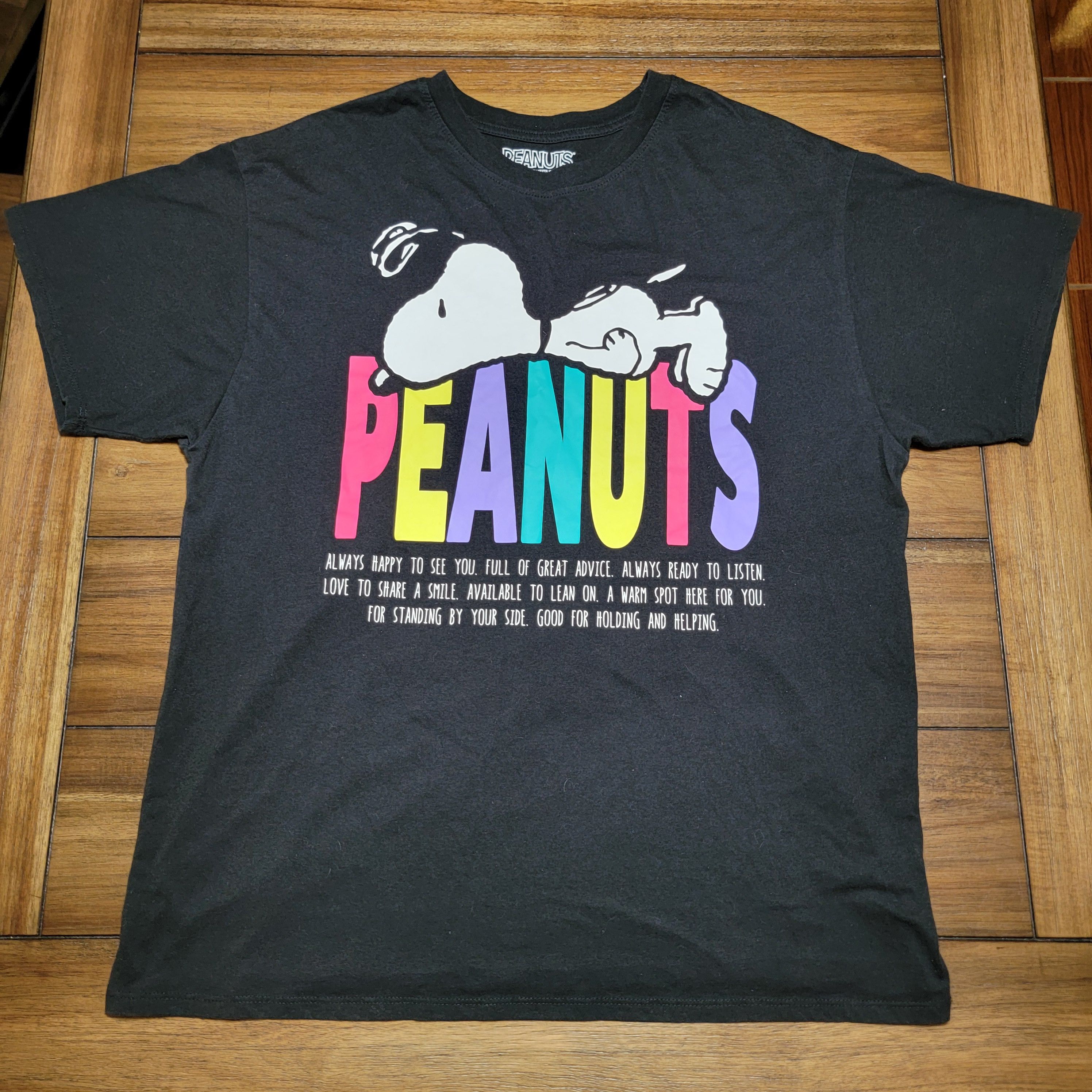 Peanuts Peanuts SS Black Tee "Happy To See You..." Snoopy - Size XL Size XL / US 12-14 / IT 48-50 - 1 Thumbnail