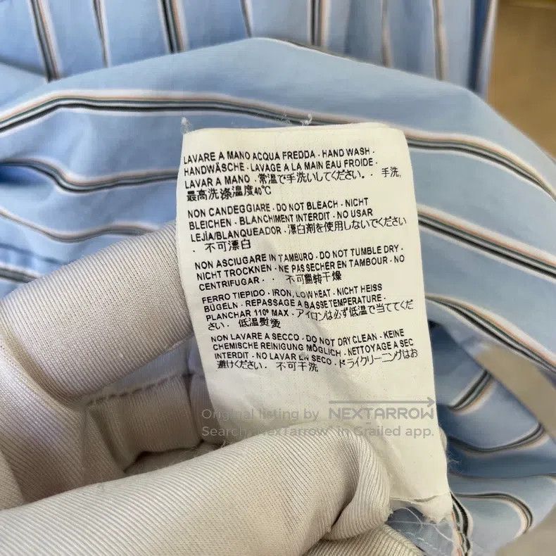 Balenciaga Balenciaga Light Blue Stripe Back Yellow Logo Long Shirt Size XS / US 0-2 / IT 36-38 - 5 Thumbnail