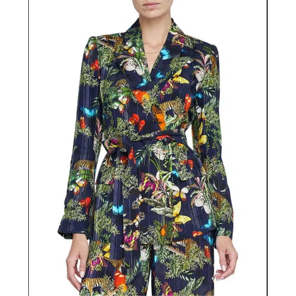 L’agence Jordana Wrap Blazer Jacket Butterfly Jungle Print S