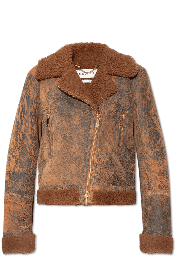 Alexander McQueen o1srvl11e0326 Shearling Aviator Jacket in Brown Size XL / US 12-14 / IT 48-50 - 1 Thumbnail