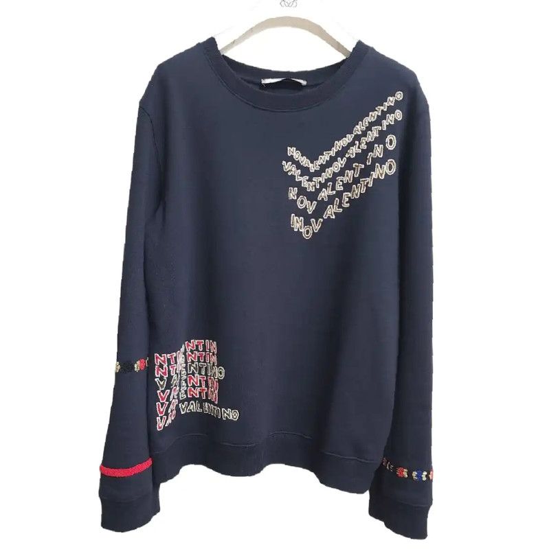 Valentino Valentino Cotton Embroidered Long Sleeve Top 0089 Size L / US 10 / IT 46 - 1 Thumbnail