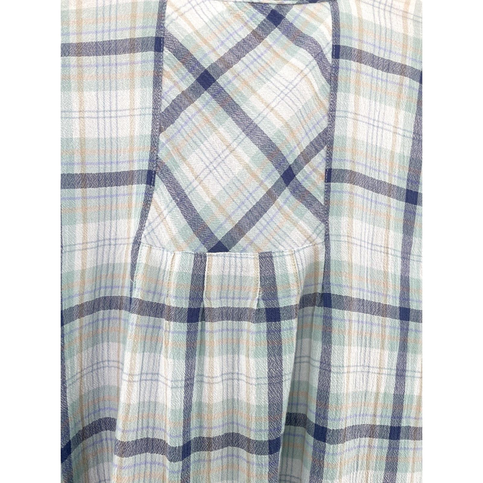 J. Jill VINTAGE? No. J.Jill Blue Plaid Crew Neck Button Front Long Sleeve Tunic M Womens Shirt Size M / US 6-8 / IT 42-44 - 6 Thumbnail