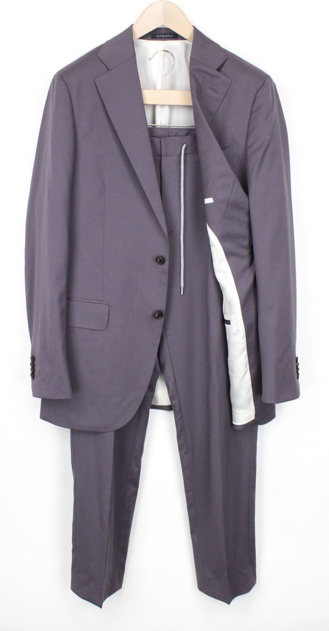 image of Suitsupply La Spalla Uk42L Single-Breasted Wool Purple Suit 71212, Men's