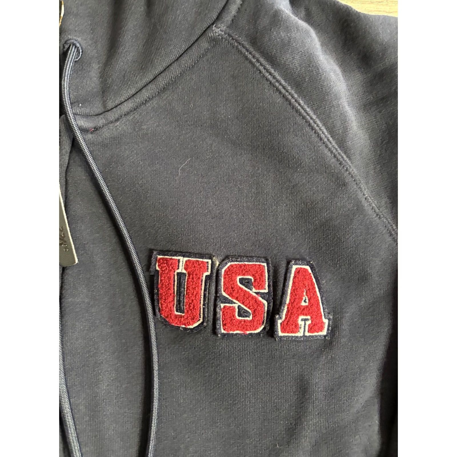 Vintage USA Hoodie Mens M Blue Full Zip Fleece Patriotic Graphic Sweatshirt Size US M / EU 48-50 / 2 - 2 Thumbnail