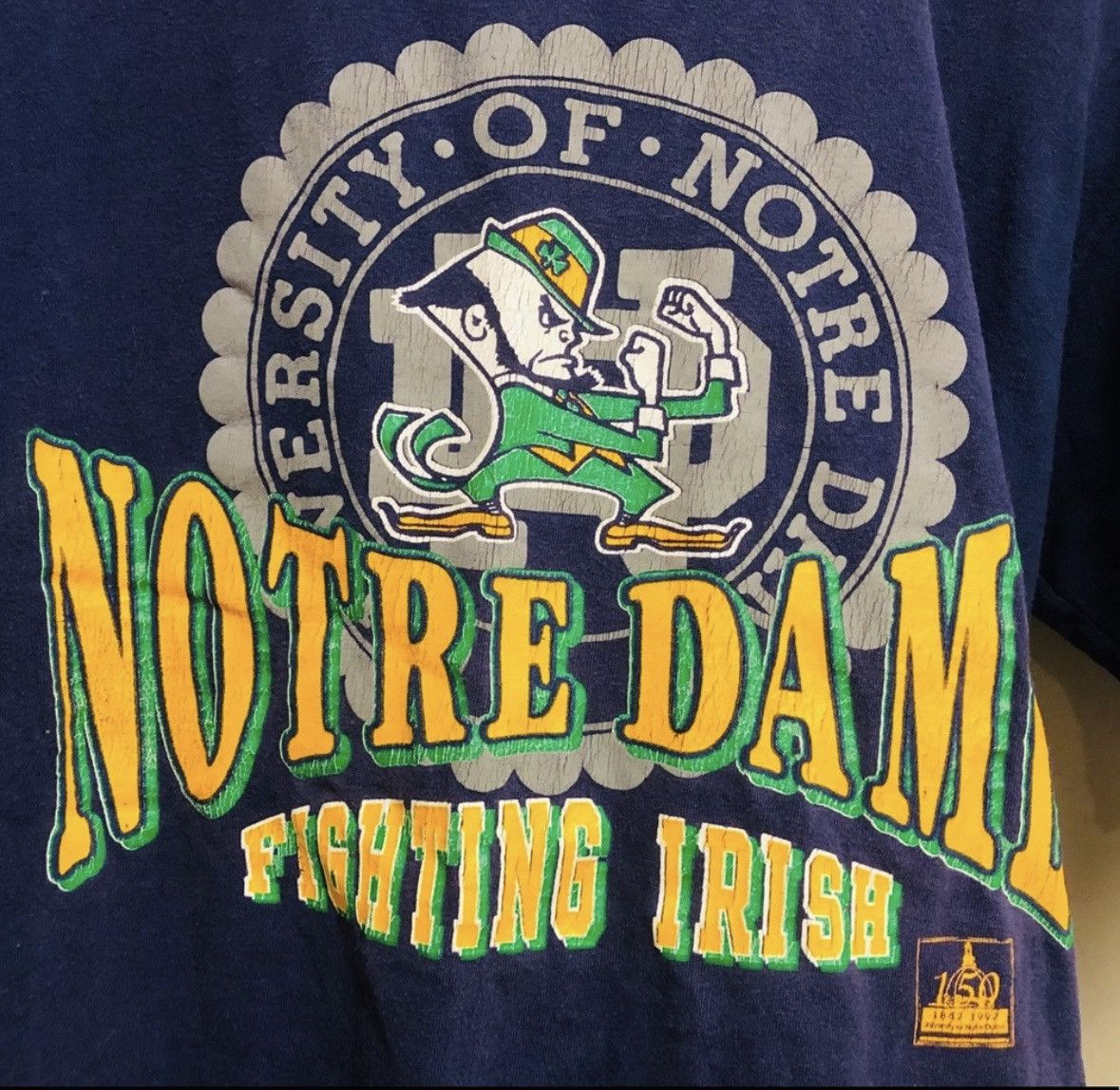NCAA × Vintage Vintage 1992 Notre Dame Irish Team Edition Apparel Large Tee Size US L / EU 52-54 / 3 - 3 Thumbnail