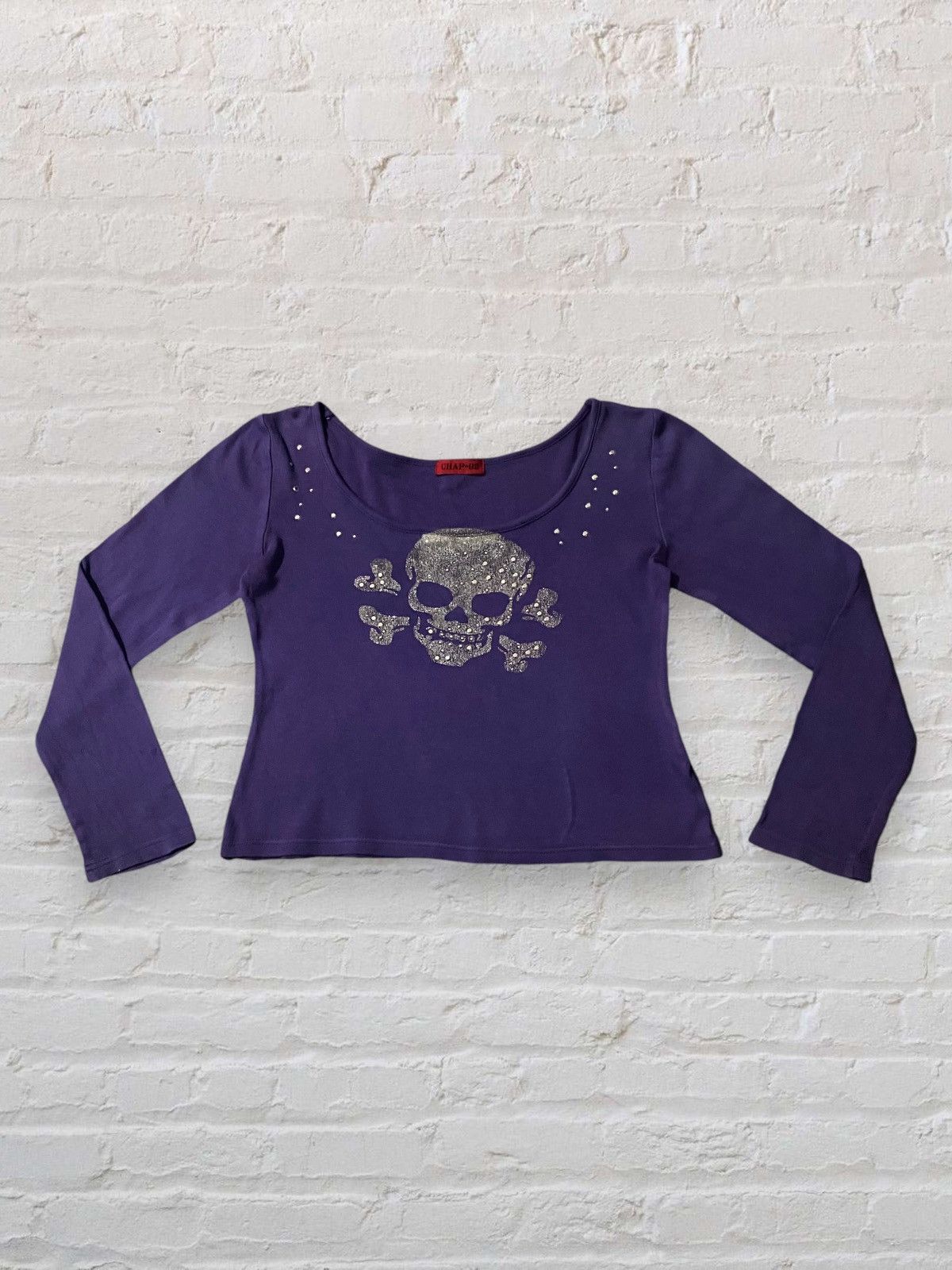 Japanese Brand CHAP - 02 JAPAN DIAMOND SKULL PUNK CROP LONGSLEEVE TEE Size S / US 4 / IT 40 - 1 Thumbnail