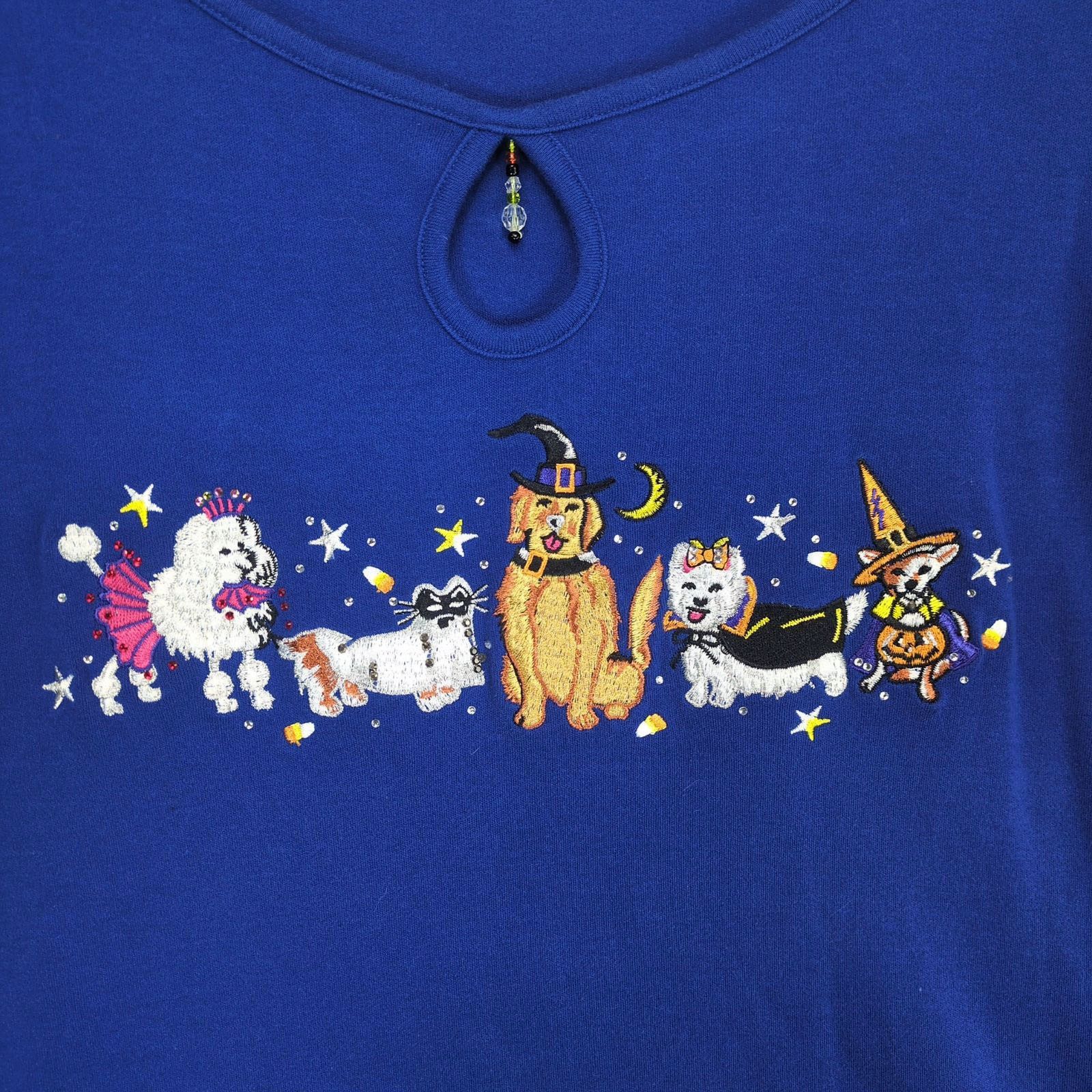 Other Quacker Factory Halloween Costume Dogs Embellished Shirt Size L / US 10 / IT 46 - 2 Thumbnail