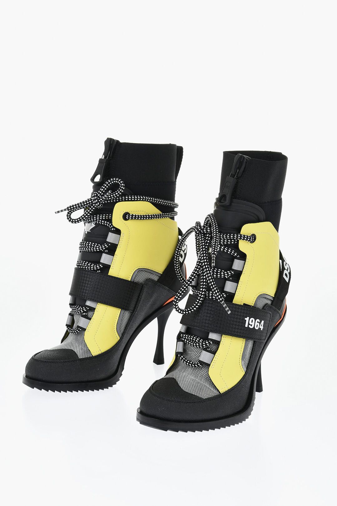 Dsquared2 Leather and Fabric Ankle Boots TECHNO HIKING with Bicolor Laces 9cm Size US 6 / IT 36 - 1 Thumbnail