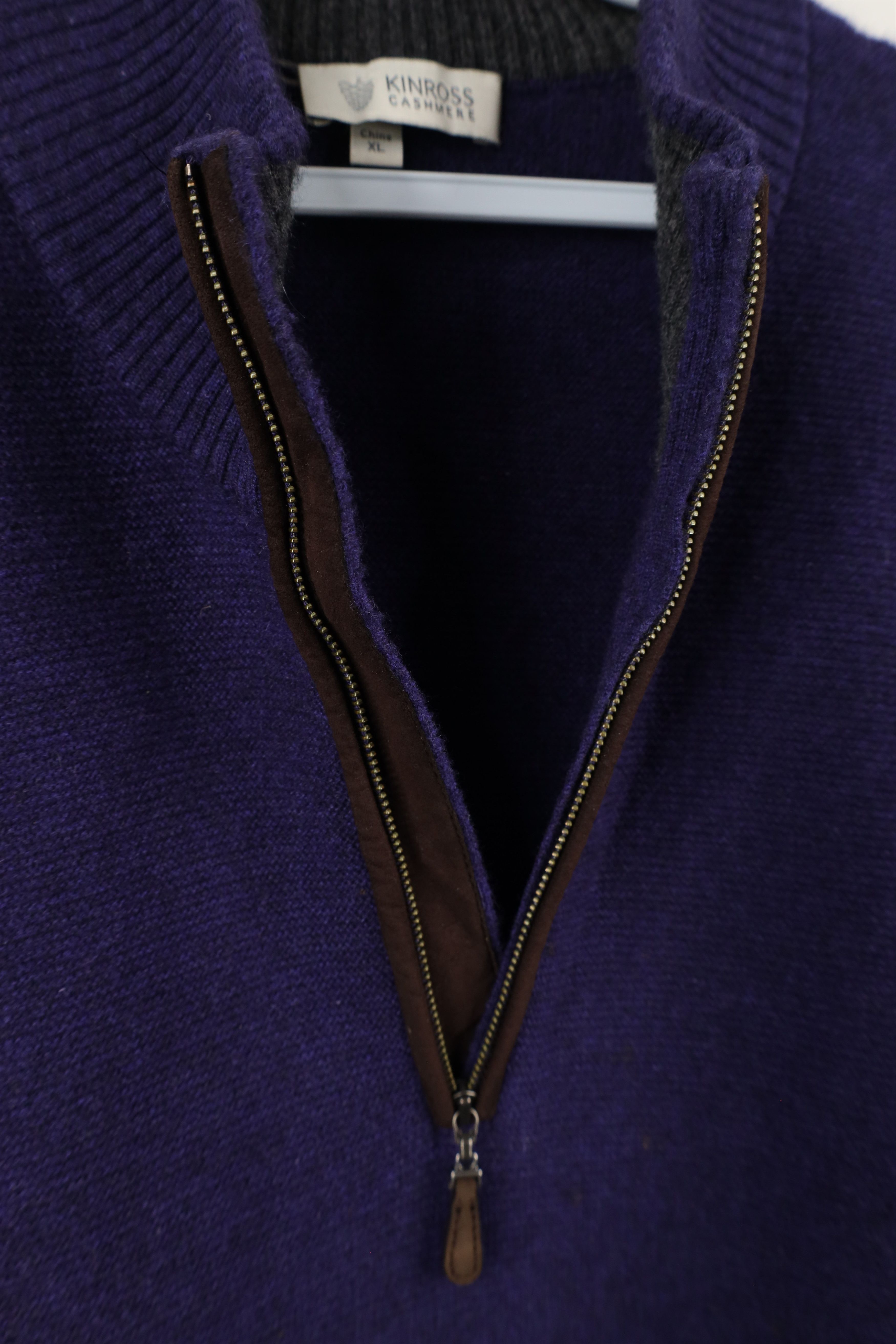 Vintage Kinross Cashmere Blank Cashmere Knit Half Zip Sweater Purple Size US XL / EU 56 / 4 - 7 Thumbnail