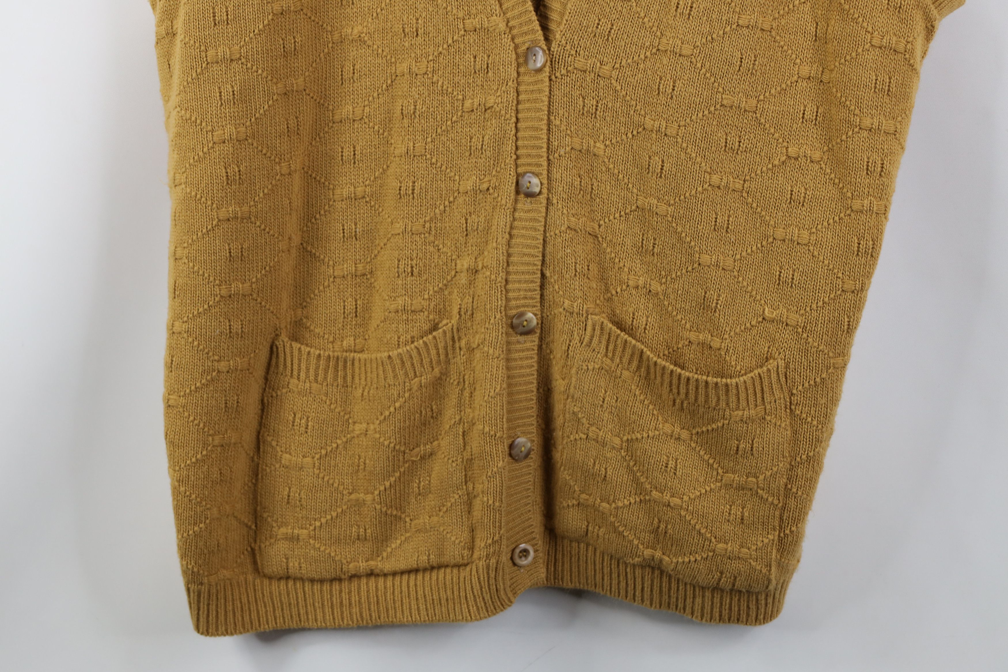 Vintage Vintage 90s Streetwear Knit Cardigan Sweater Vest Wheat USA Size XL / US 12-14 / IT 48-50 - 3 Thumbnail