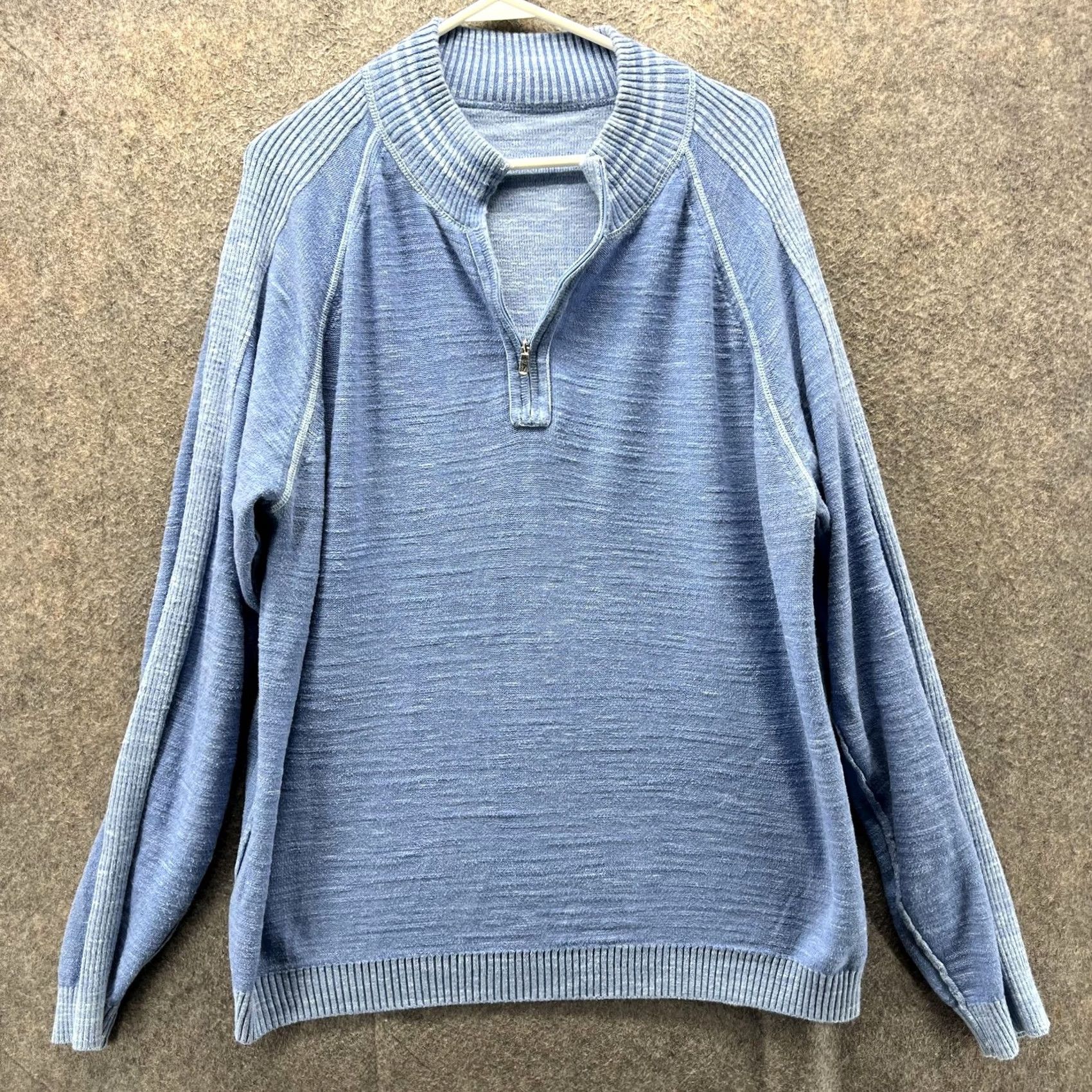 Tommy Bahama VINTAGE Tommy Bahama Sweater Mens L Blue 1/4 Zip Mock Neck Pullover Knit Reversible Size US L / EU 52-54 / 3 - 6 Thumbnail