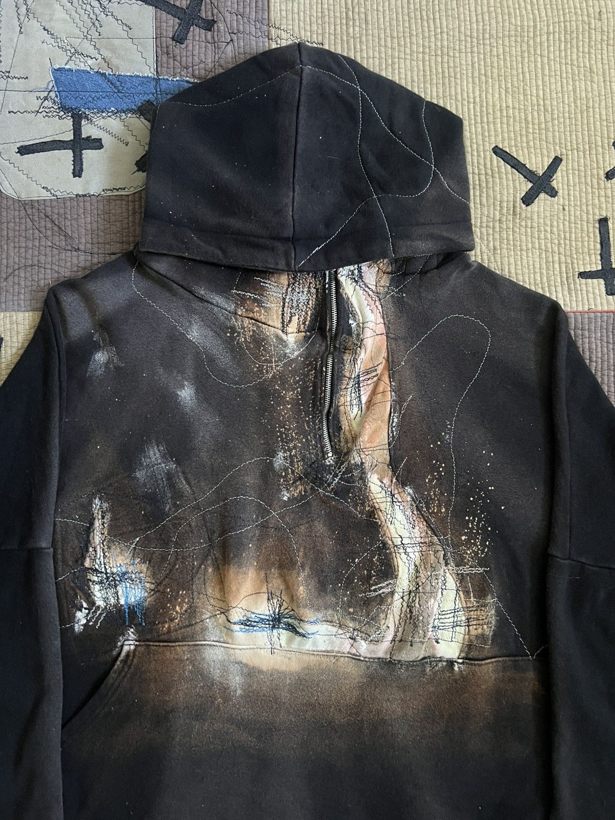 Other 1/1 Faded DARKPULL Patchwork Hoodie Half Zip like Kapital Size US XL / EU 56 / 4 - 2 Thumbnail