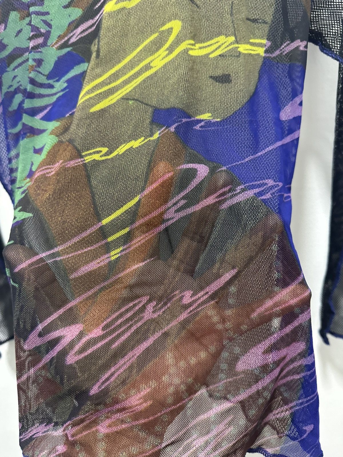 Japanese Brand × Seditionaries Rare Sexy Dynamite Mesh Shirt Punk Script Geisha Full Print Size S / US 4 / IT 40 - 5 Thumbnail