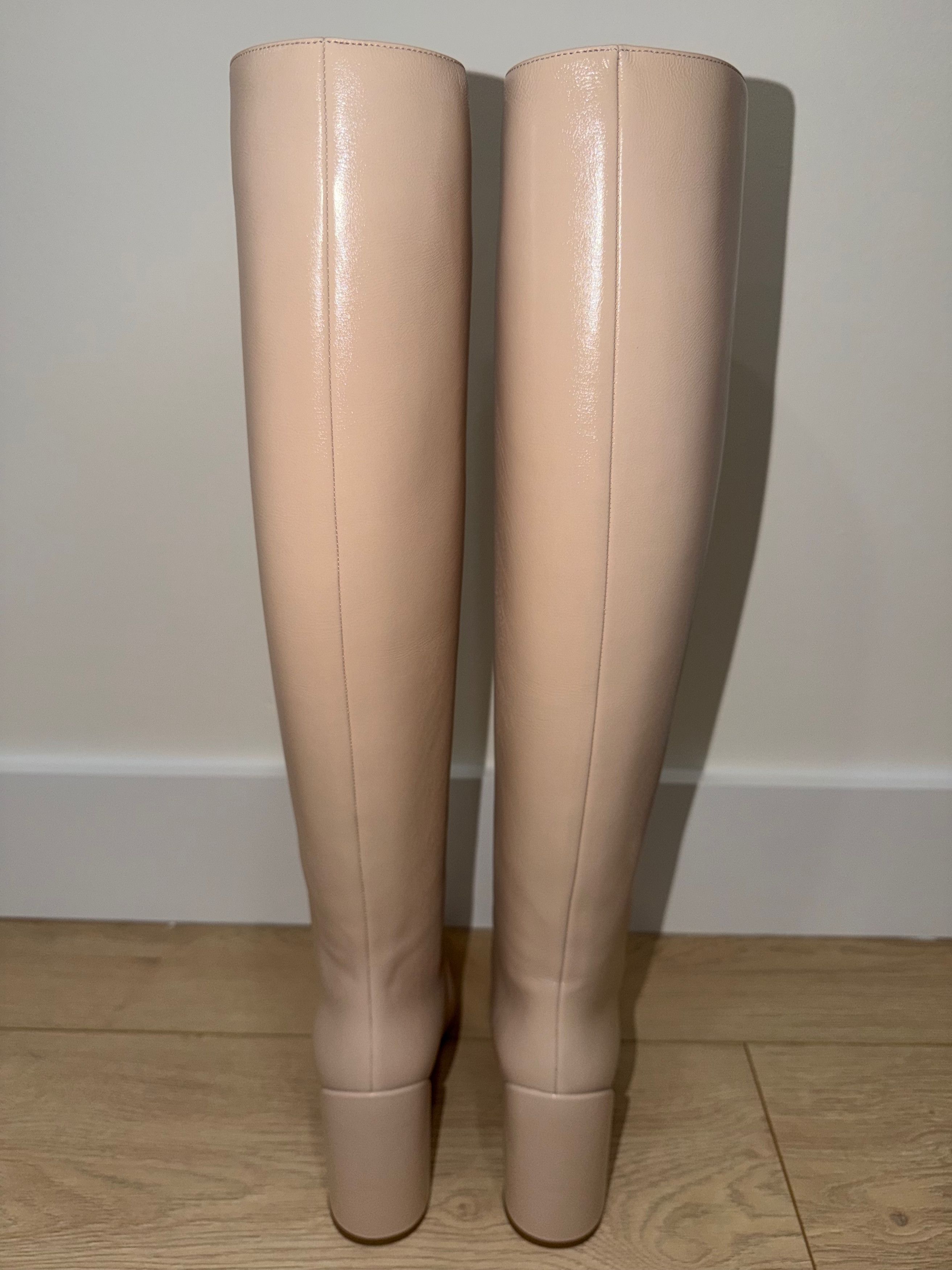 Christian Louboutin Janitta 85 Pearl Beige Sugar Leather Knee High Heel Boot 37 Size US 7 / IT 37 - 21 Thumbnail