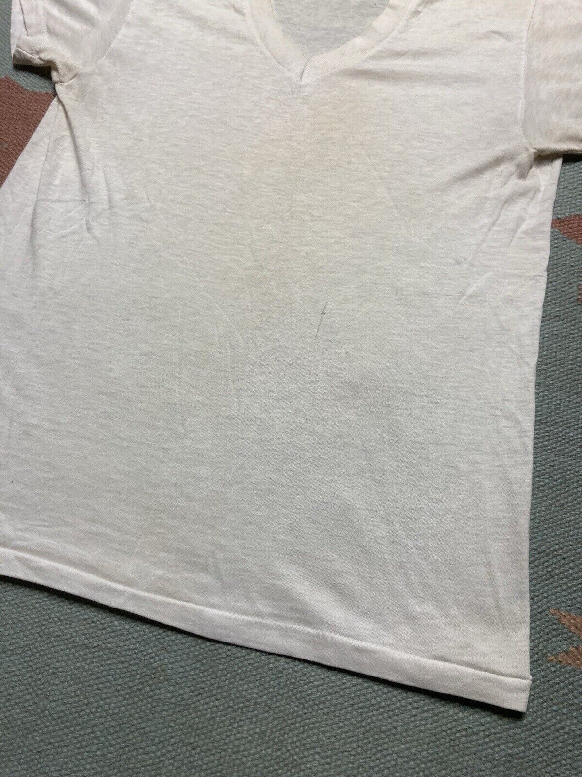 Vintage VTG 60s blank white t shirt v neck soft cotton thin grunge L Size US L / EU 52-54 / 3 - 2 Thumbnail