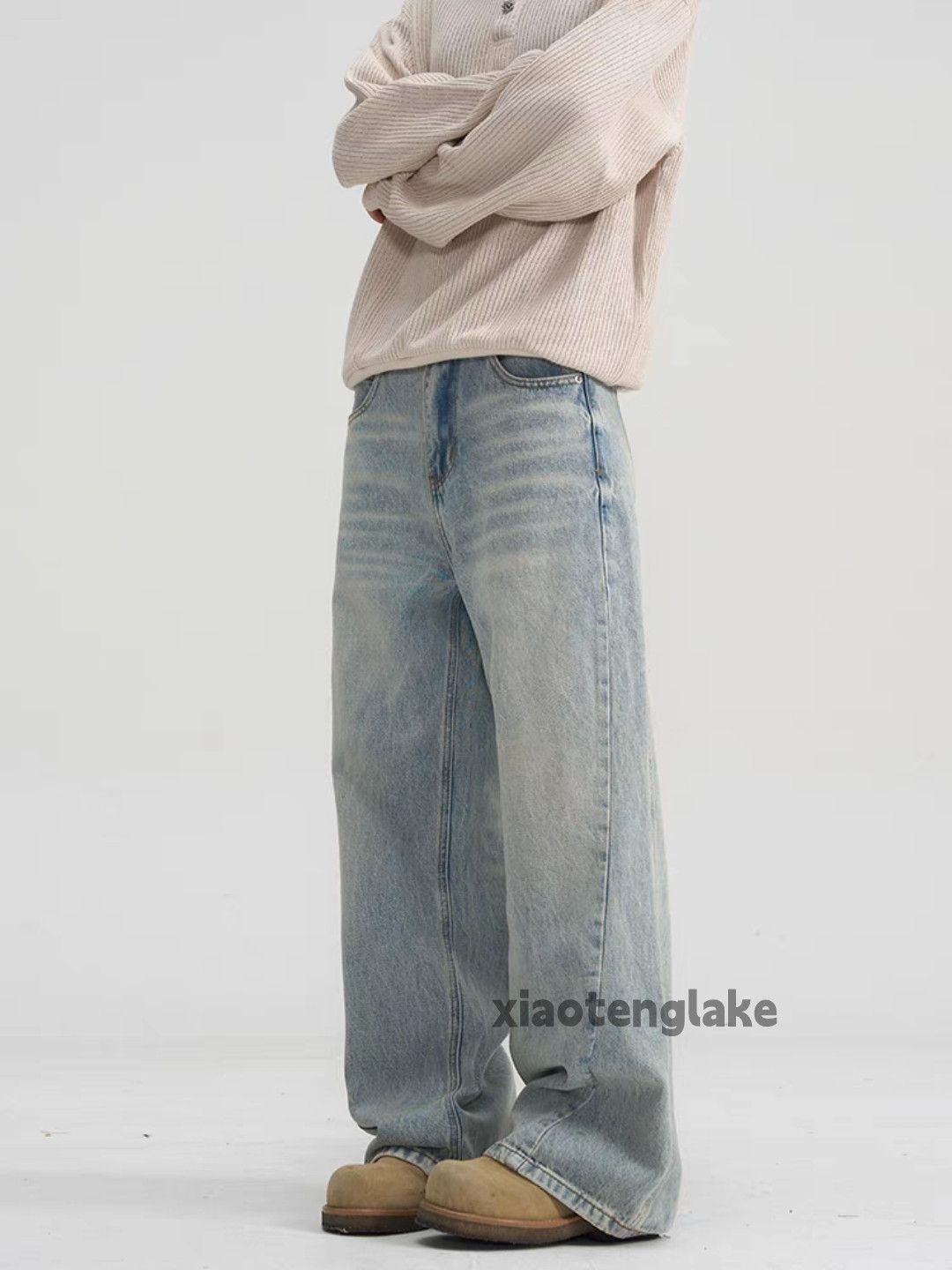 Jean × Vintage washed faded patchwork yuppie y2k loose baggy jeans Size US 30 / EU 46 - 3 Thumbnail
