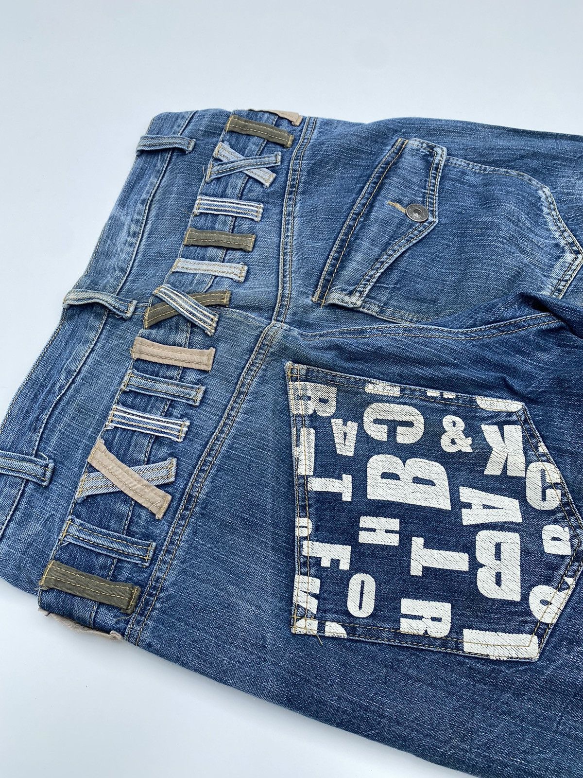 Japanese Brand Vtg Denim Double Waist Blue Flared Size US 35 - 9 Thumbnail