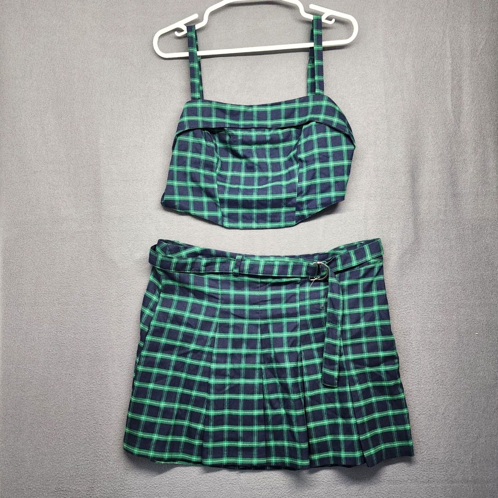 Vintage VINTAGE Bluesteel Women L Blackwatch Plaid Blue Green Skirt & Top Set Grunge Preppy Schoolgirl Mens? Size L / US 10 / IT 46 - 2 Thumbnail