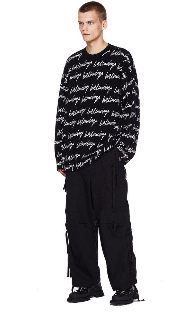 Balenciaga Balenciaga Wool Scribble Logo Sweater Size US M / EU 48-50 / 2 - 1 Thumbnail