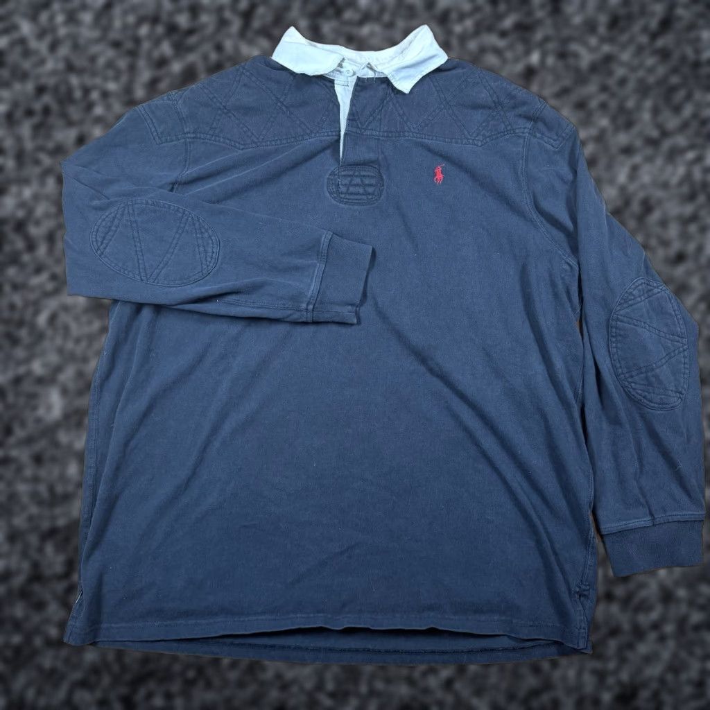 Ralph Lauren VTG Ralph Lauren Polo Rugby Sweater Mens XXL Black Elbow Pads Pullover 2XL Size US XXL / EU 58 / 5 - 1 Thumbnail