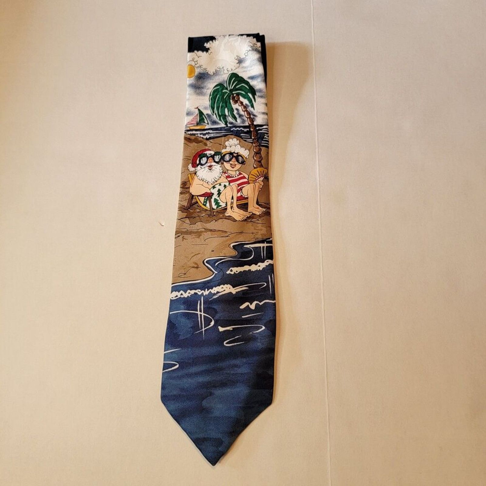 Other Ho Ho Ho Christmas Tie- Santa & Mrs. Claus at the Beach Size ONE SIZE - 3 Thumbnail