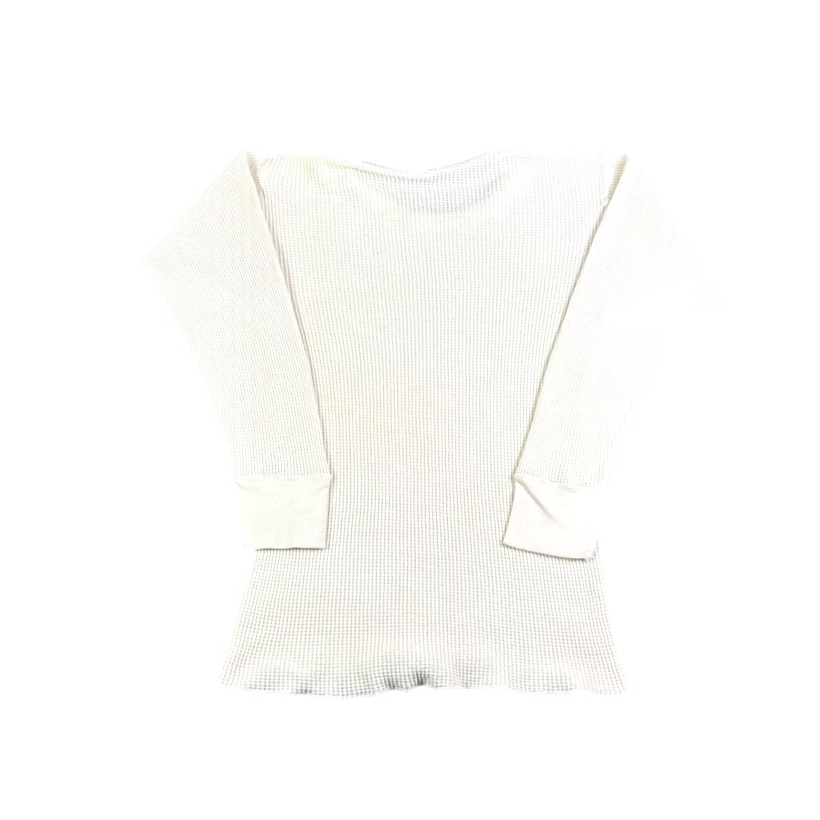 Vintage VINTAGE Thermal Waffle Knit Long Sleeve Shirt Cream Off-White Crew Neck Medium Mens 1990s Size US M / EU 48-50 / 2 - 2 Thumbnail