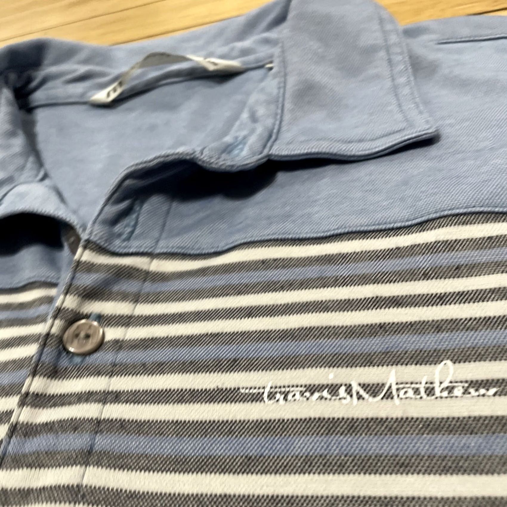 TravisMathew Travis Mathew Polo Shirt Men M Blue Peru Pima Cotton Blend Striped Chambray Golf Shirt Size US M / EU 48-50 / 2 - 4 Thumbnail