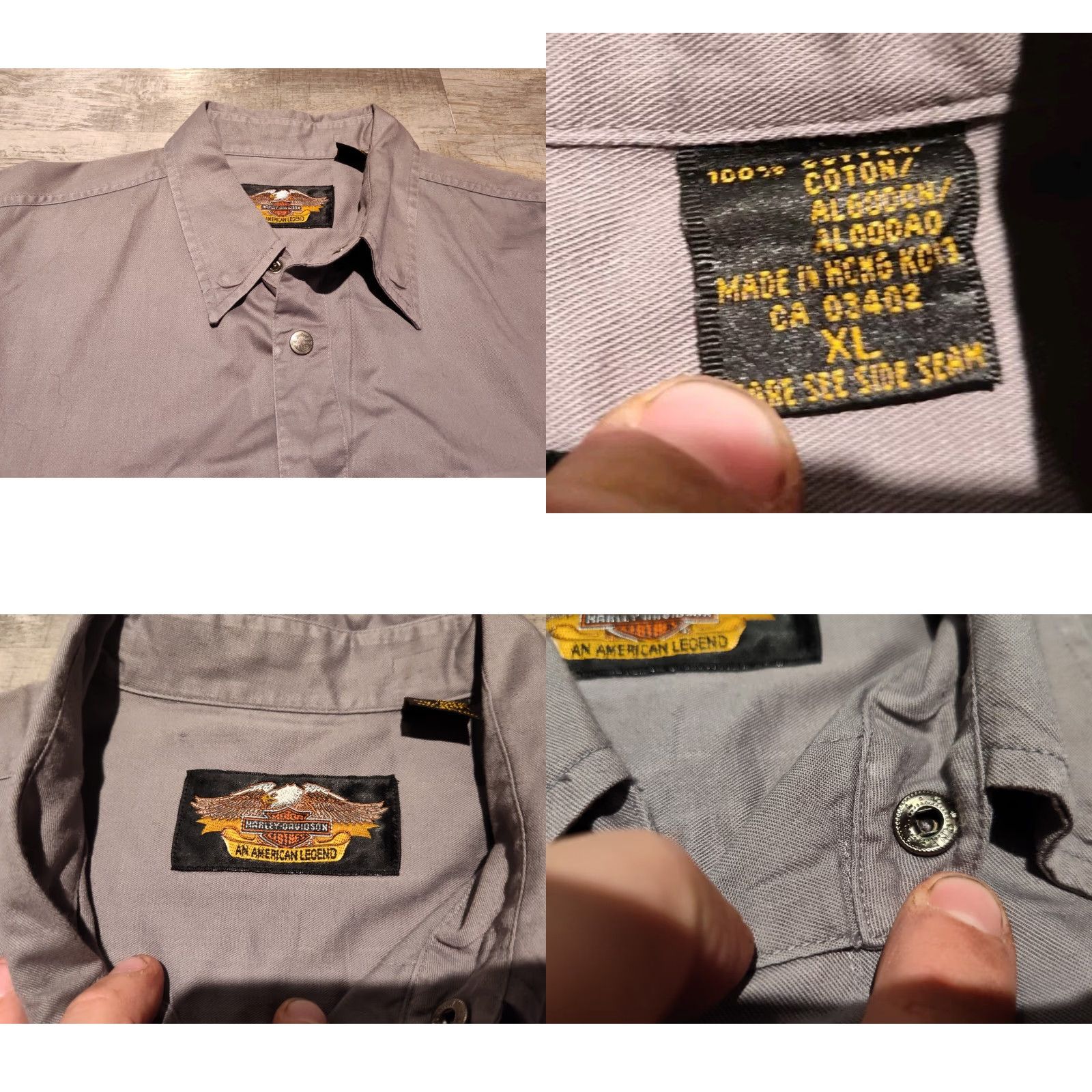 Harley Davidson Harley-Davidson Long Sleeve Button-Up Shirt XL Gray Canvas Biker Mens Size US XL / EU 56 / 4 - 8 Thumbnail