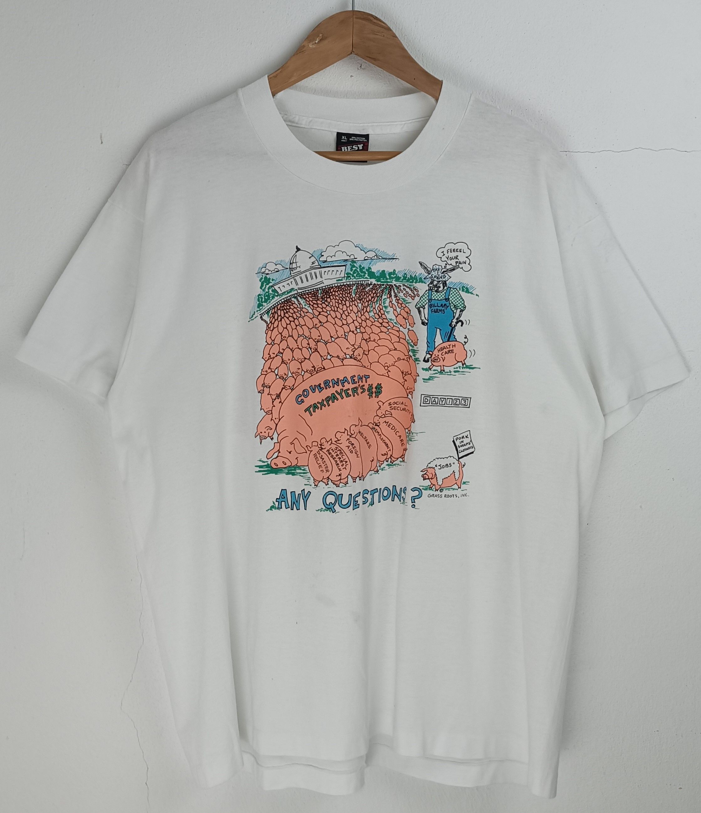Vintage VINTAGE 90'S GOVERMENT PIG TAXPAYER HUMOR ADULT FUNNY Size US L / EU 52-54 / 3 - 3 Thumbnail