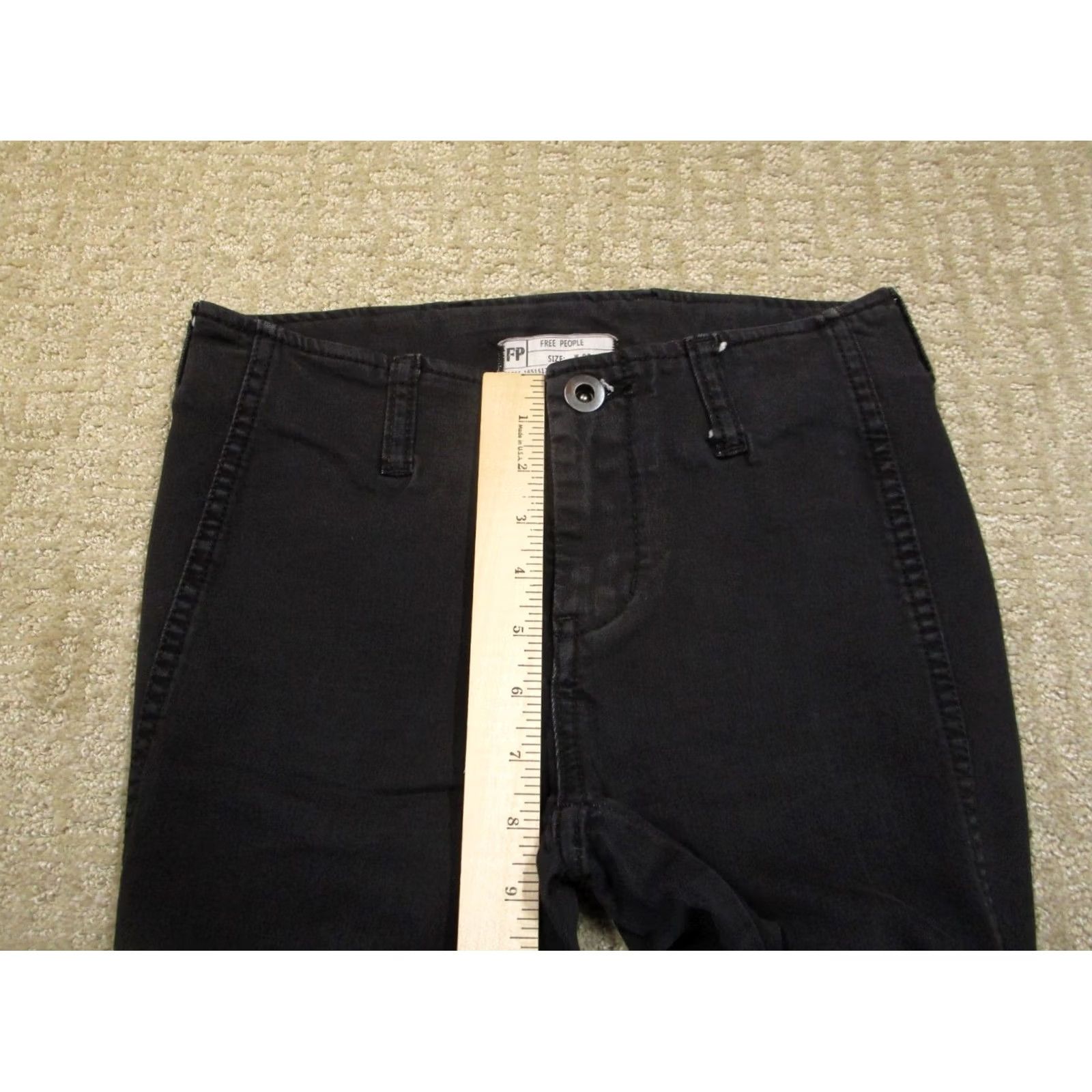 Free People Free People Jeans Women 25 Black Low Rise Flared Bell Bottoms Pants Stretch Denim Bohemian Hipster School Size 42" / US 20 - 6 Thumbnail