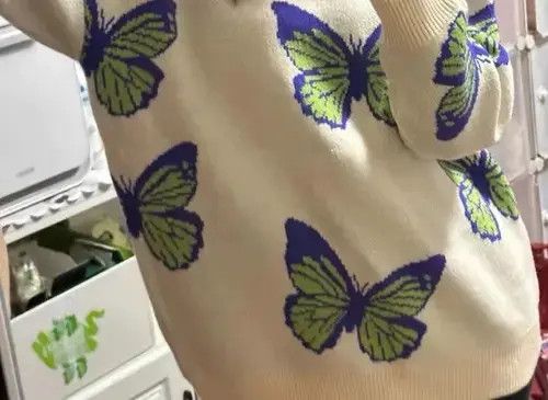 Other Vintage Butterfly Jacquard Knit Sweater Size US L / EU 52-54 / 3 - 1 Thumbnail