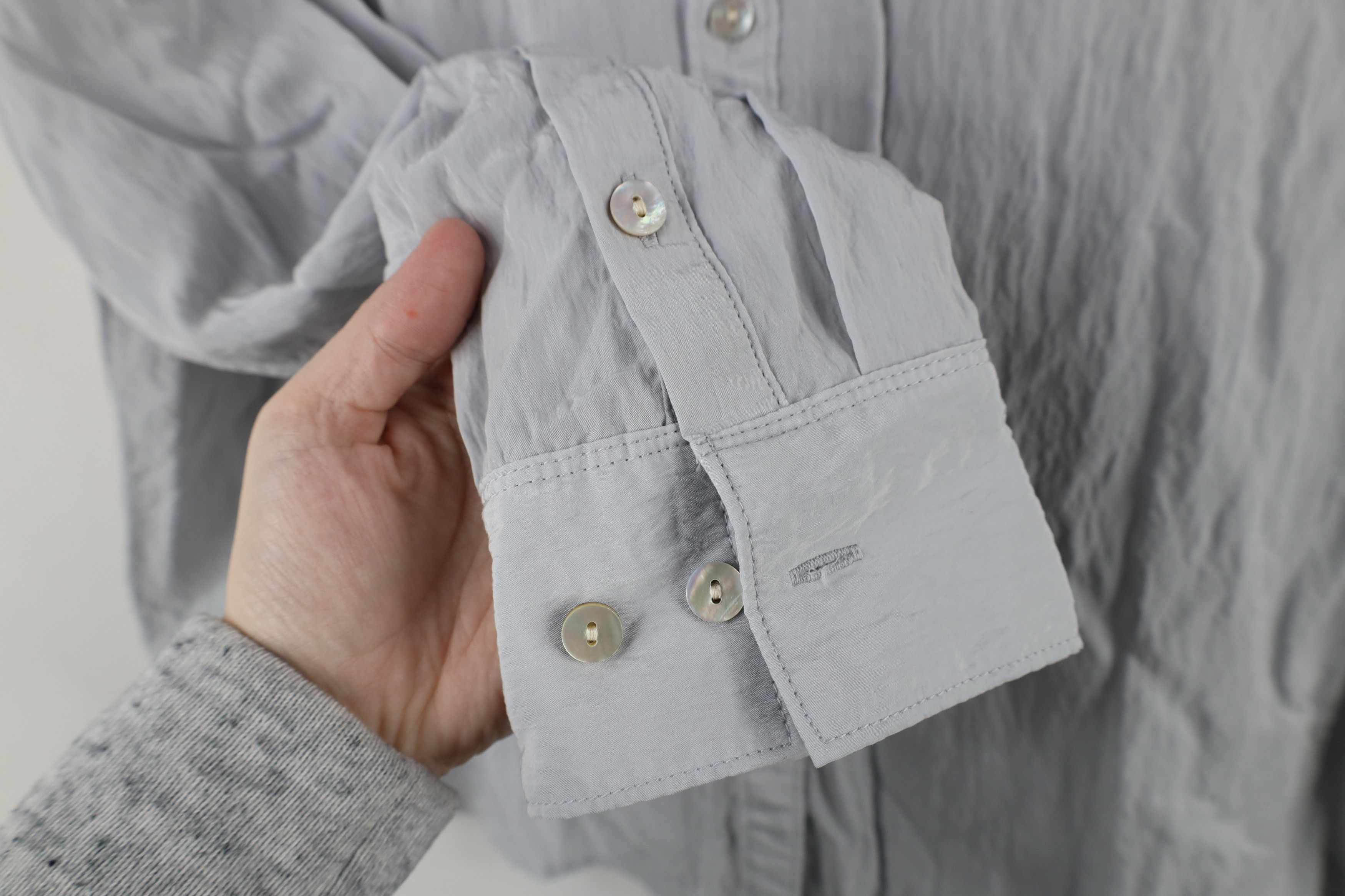 Madewell × Vintage Madewell Crinkled Long Sleeve Collared Button Up Shirt Gray Size XL / US 12-14 / IT 48-50 - 7 Thumbnail