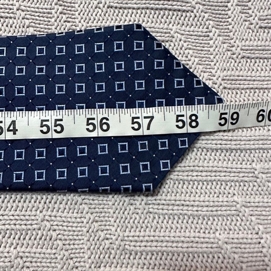 Tommy Hilfiger Tommy Hilfiger navy blue square patterned silk tie Size ONE SIZE - 3 Thumbnail