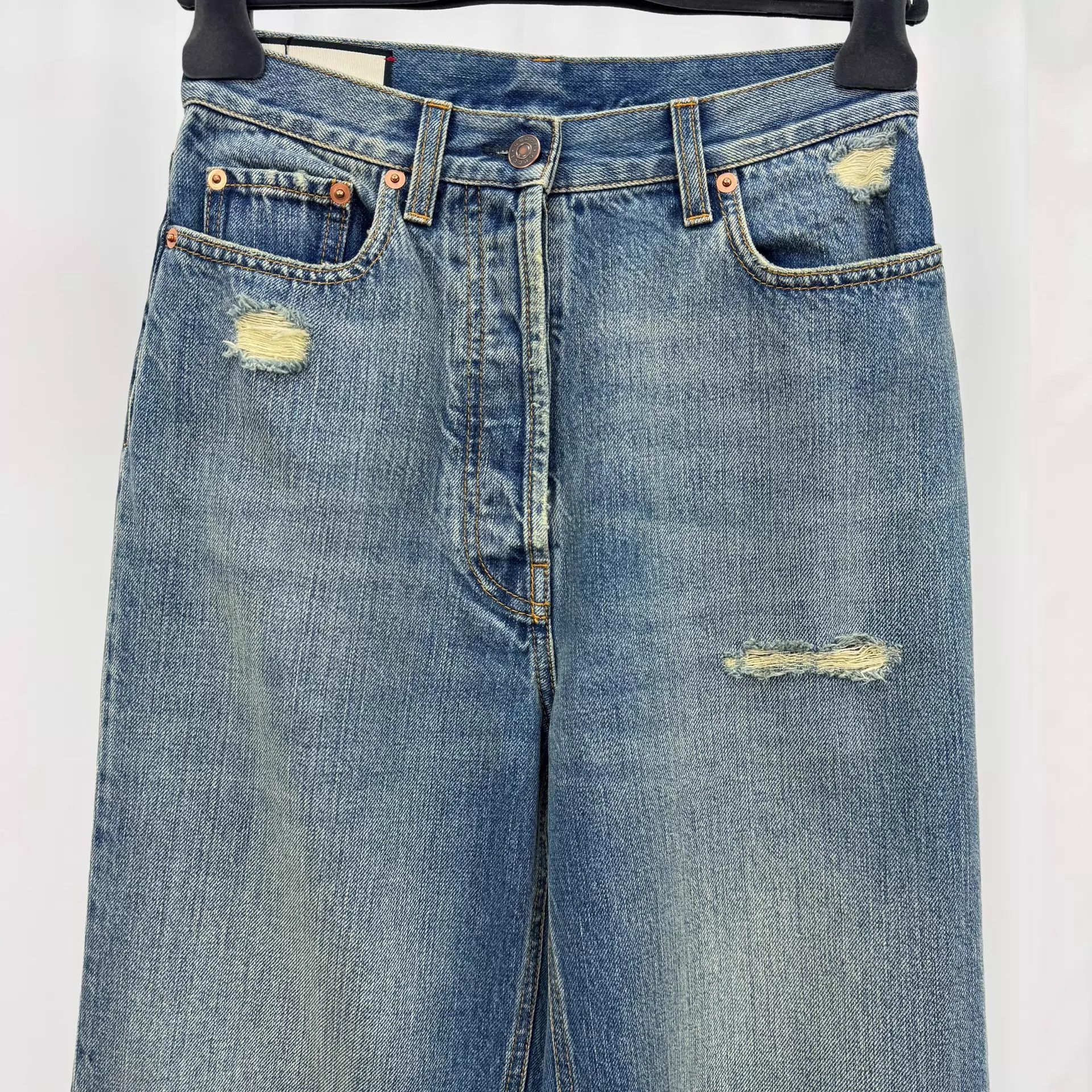 Gucci Gucci ripped leather tag washed jeans 22 new Size 24" / US 00 / IT 34 - 3 Thumbnail