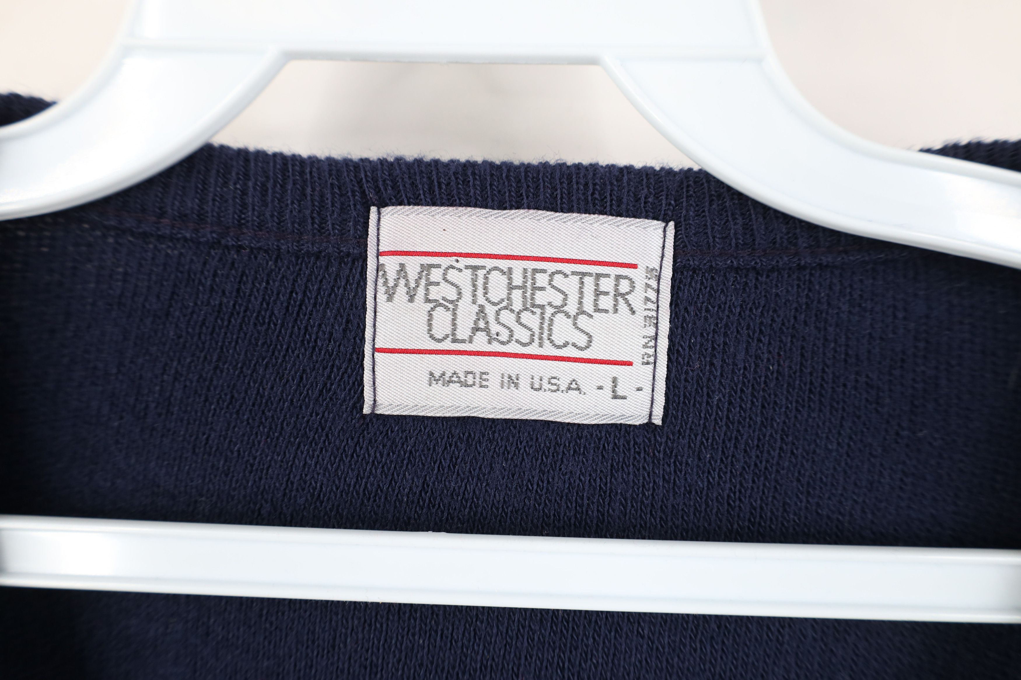 Vintage Vintage 70s Streetwear Knit V-Neck Sweater Navy Blue USA Size US L / EU 52-54 / 3 - 4 Thumbnail