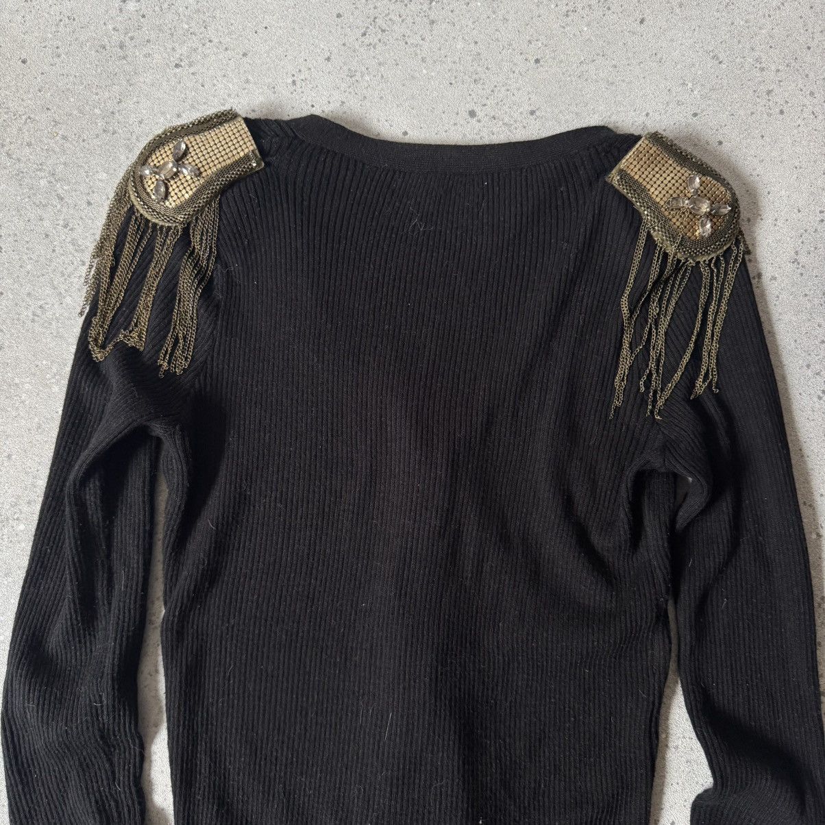 Dolce & Gabbana × Vintage Dolce & Gabbana Ribbed Cardigan with Embellished Epaulettes Size M / US 6-8 / IT 42-44 - 12 Thumbnail
