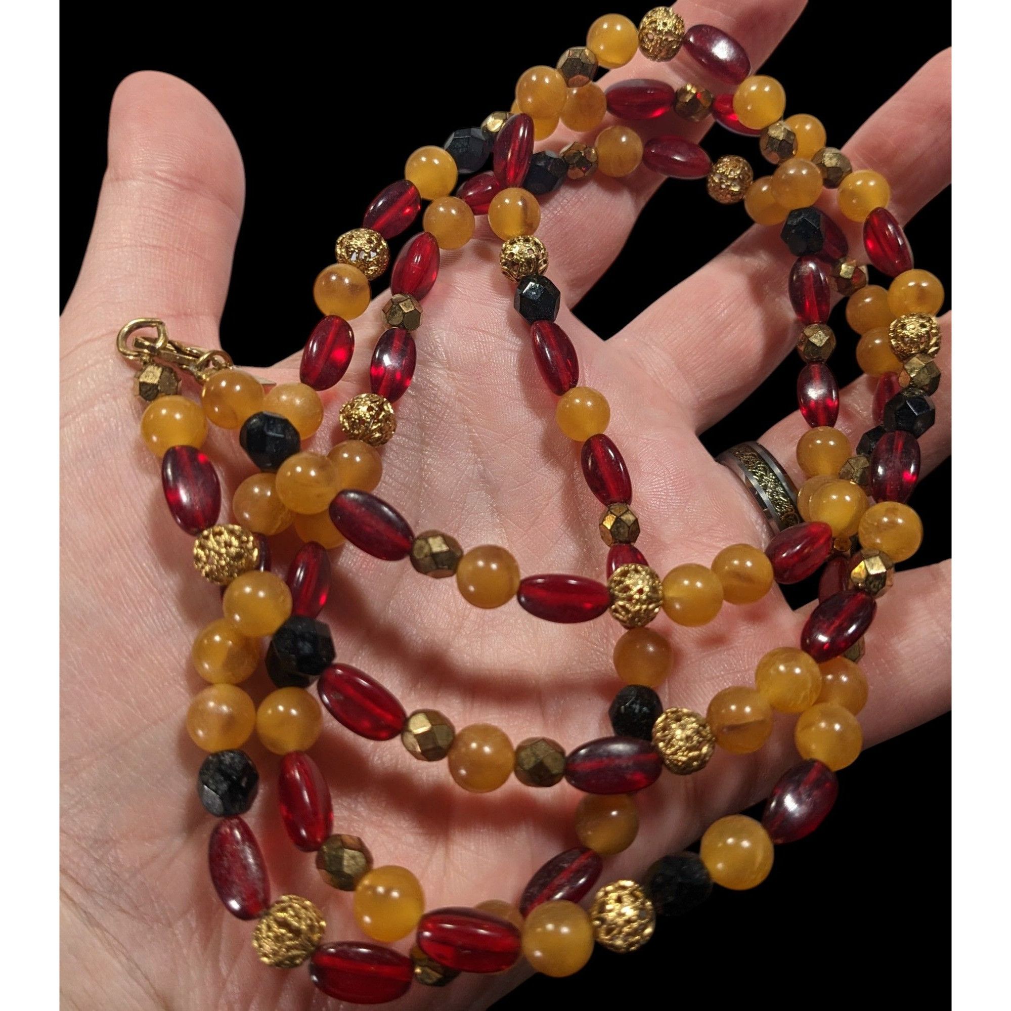 Other Vintage 1928 Red Yellow And Gold Tone Beaded Necklace Size ONE SIZE - 2 Thumbnail