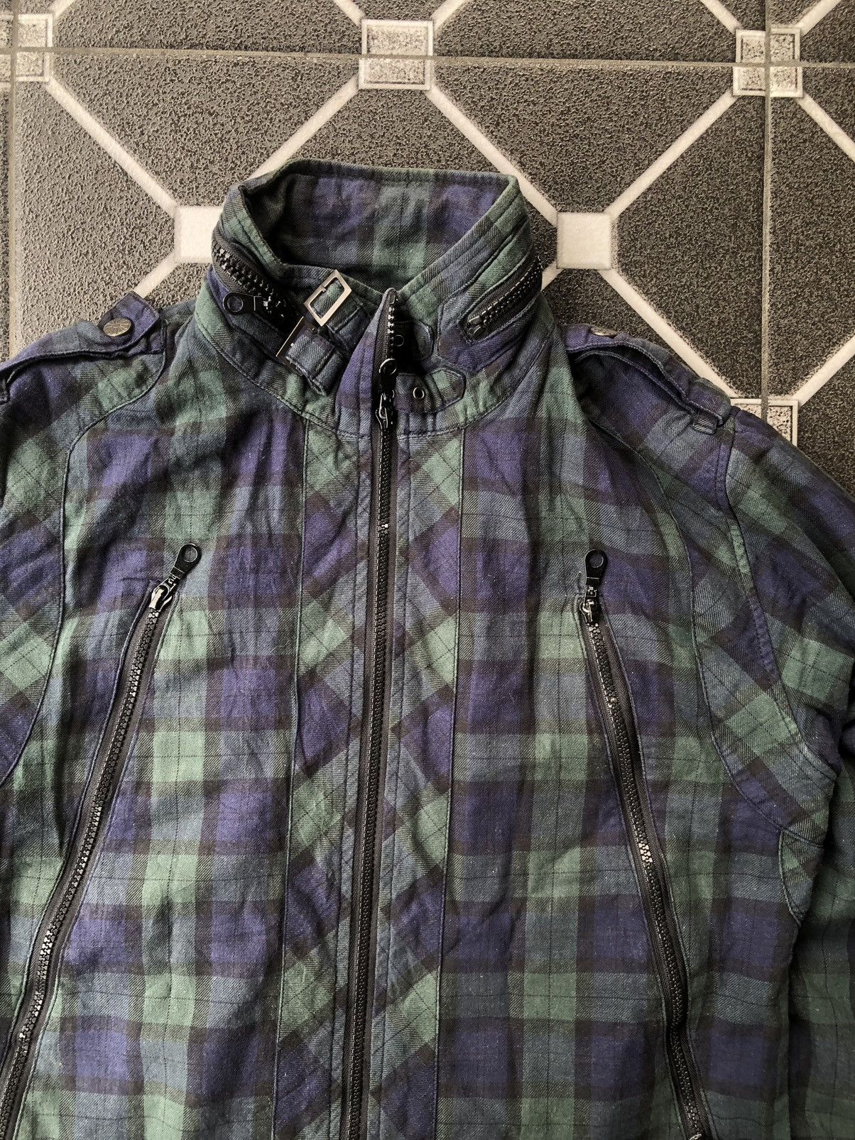 If Six Was Nine GOA Style Jungle Storm Tartan Jacket Multi Zipper Size US M / EU 48-50 / 2 - 3 Thumbnail