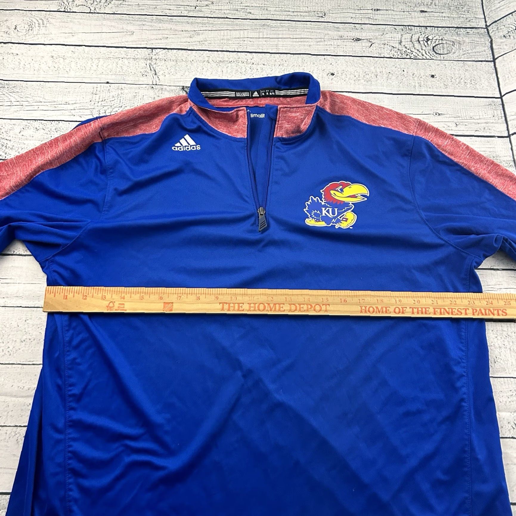 Adidas Adidas Climalite Kansas Jayhawks Pullover 1/4 Zip Jacket Men XL Blue Size US XL / EU 56 / 4 - 6 Thumbnail