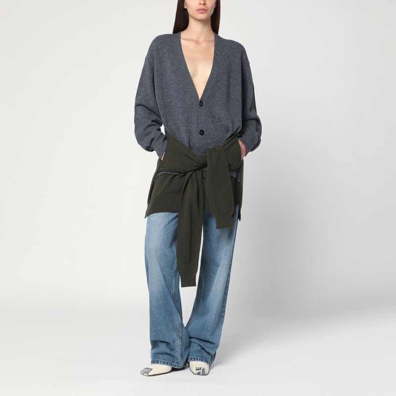 Stella McCartney Stella Mccartney Grey/Dark Green Cardigan With Crossed Sleeves Size S / US 4 / IT 40 - 1 Thumbnail